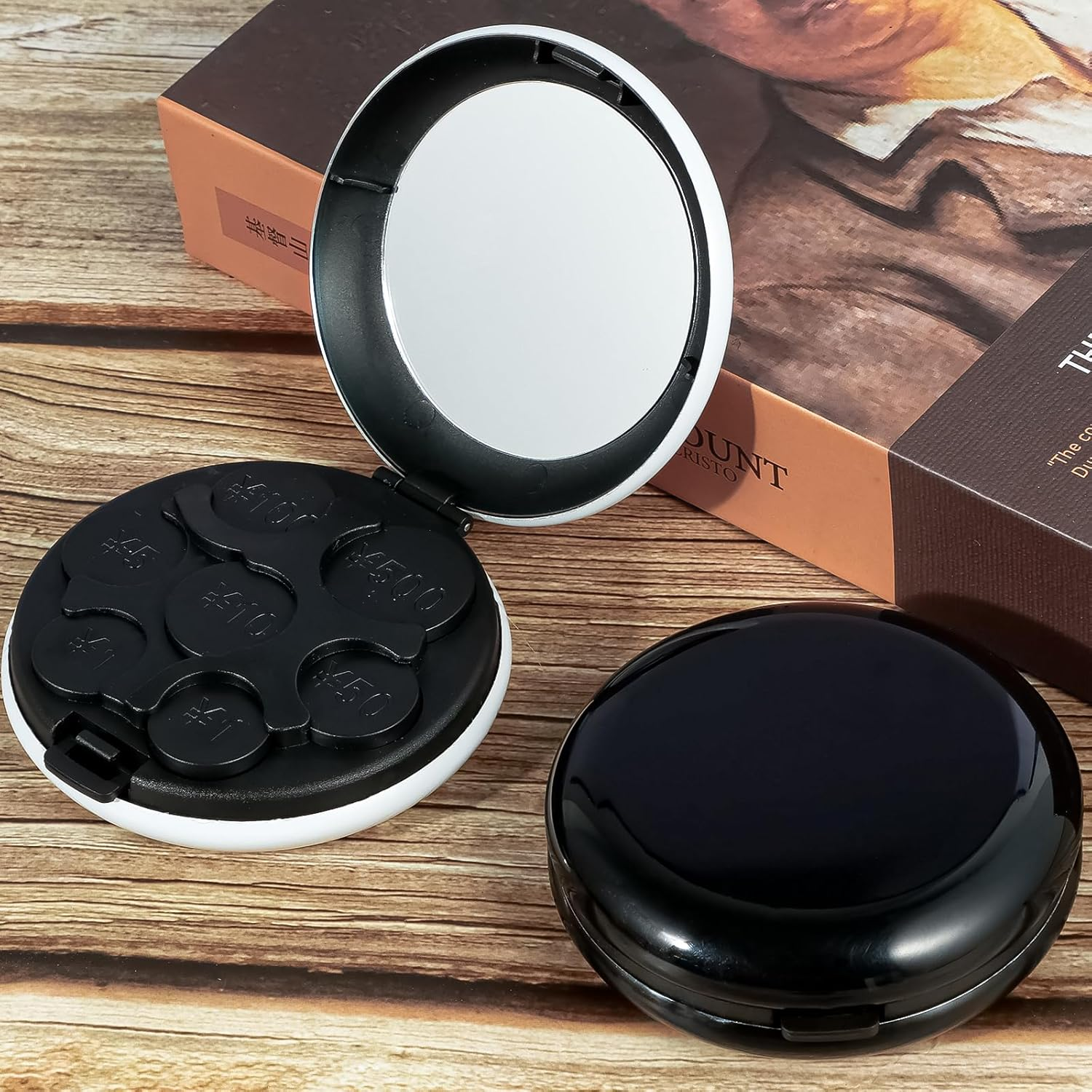 2Pcs Japanese Yen Coin Holders, Space Saving Charge Organizer and Storage with 7 Slots and Mirror, Portable Pocket Charge Organizer, 3.3&times;1.18 Inch Car Charge Holder for Women Men Collectors image number 1