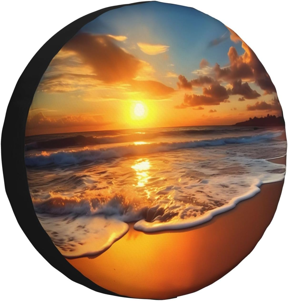 14 Inch Tire Cover Sunset Beach Weatherproof Spare Tire Covers Dustproof Wheel Protectors Universal Fit for Rv Trailer SUV Truck Camper image number 6