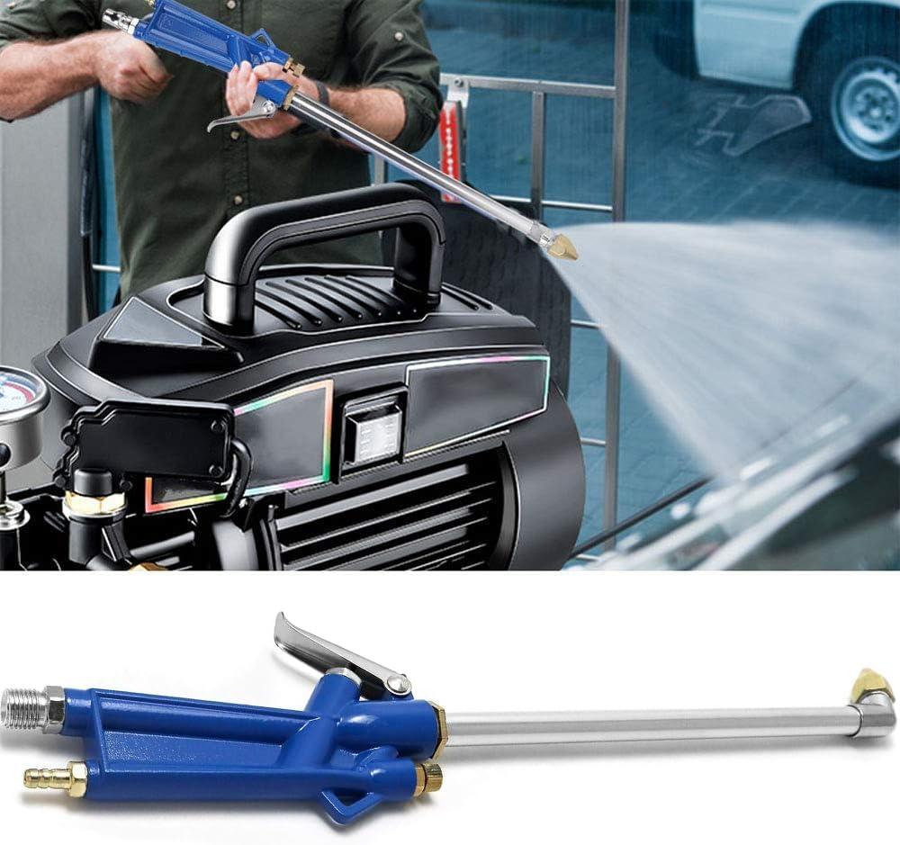 Air Blow Gun, High Volume Powerful Industrial Car Water Cleaning Engine Compartment Dust Gun with 12" Dust Blowing Tube, Pneumatic Air Compressor Accessories Blower Tool