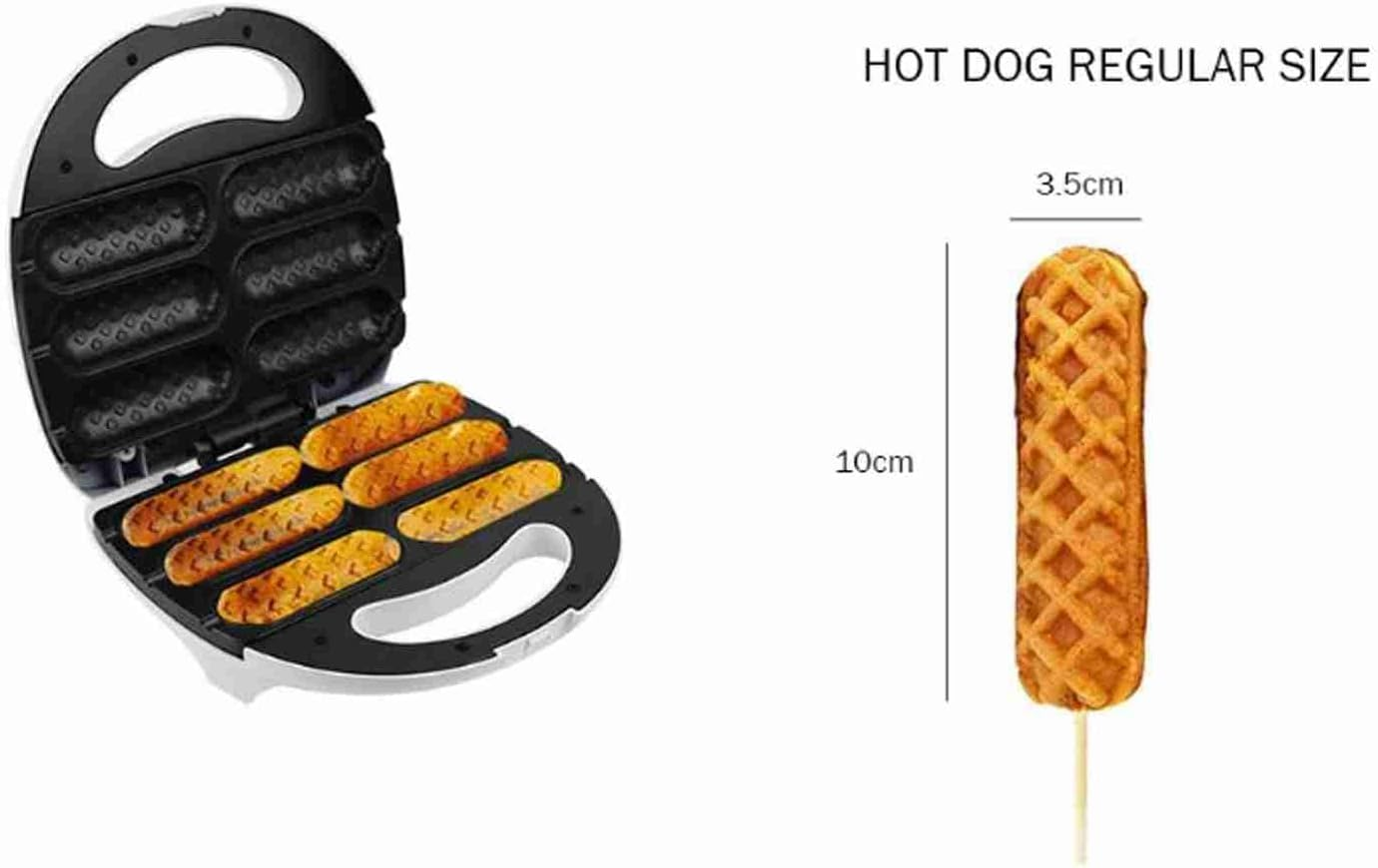 MENDUNER Corn Dog Waffle Maker 750W Double-Sided - Quickly Cooks 6 Corn Dogs Evenly, Non-Stick Coating For, Commercial Grade Stainless Steel Construction (AU Plug 220‑240V)