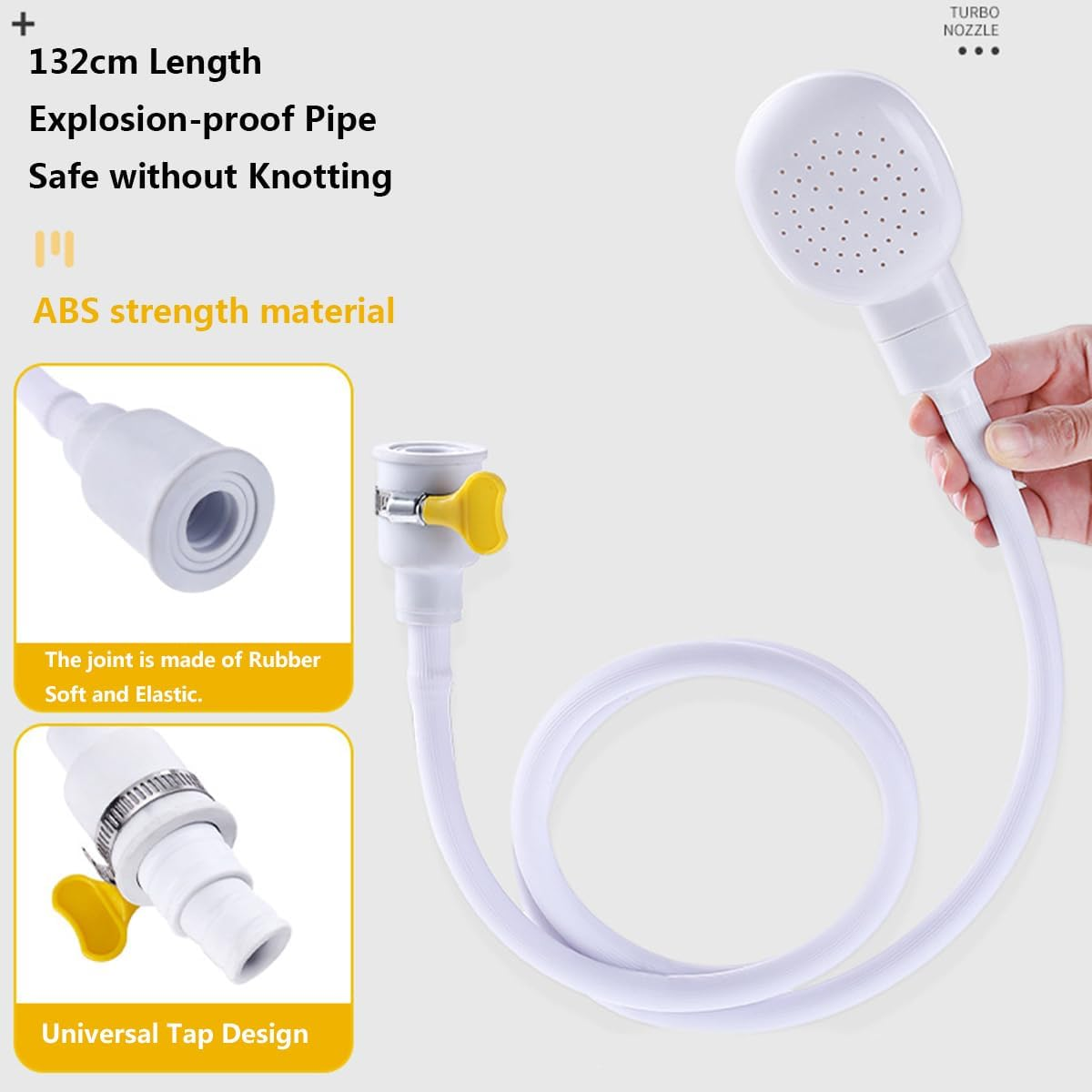 Mumoo Bear 1Pcs Sink Spray Rubber Hose Portable Faucet Sprayer Hand Held Shower Head Sprayer Tap Hose Attachment for the Bathroom and Kitchen for Bathing Baby Pets Washing Hair Rinsing Vegetables image number 4