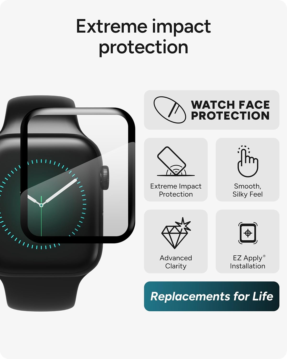 ZAGG Invisbleshield Glass Fusion+ - Engineered Hybrid Glass - Screen Protector - Made for Apple Watch Series 6, SE (2020), Series 5 and Series 4 (40Mm) image number 4