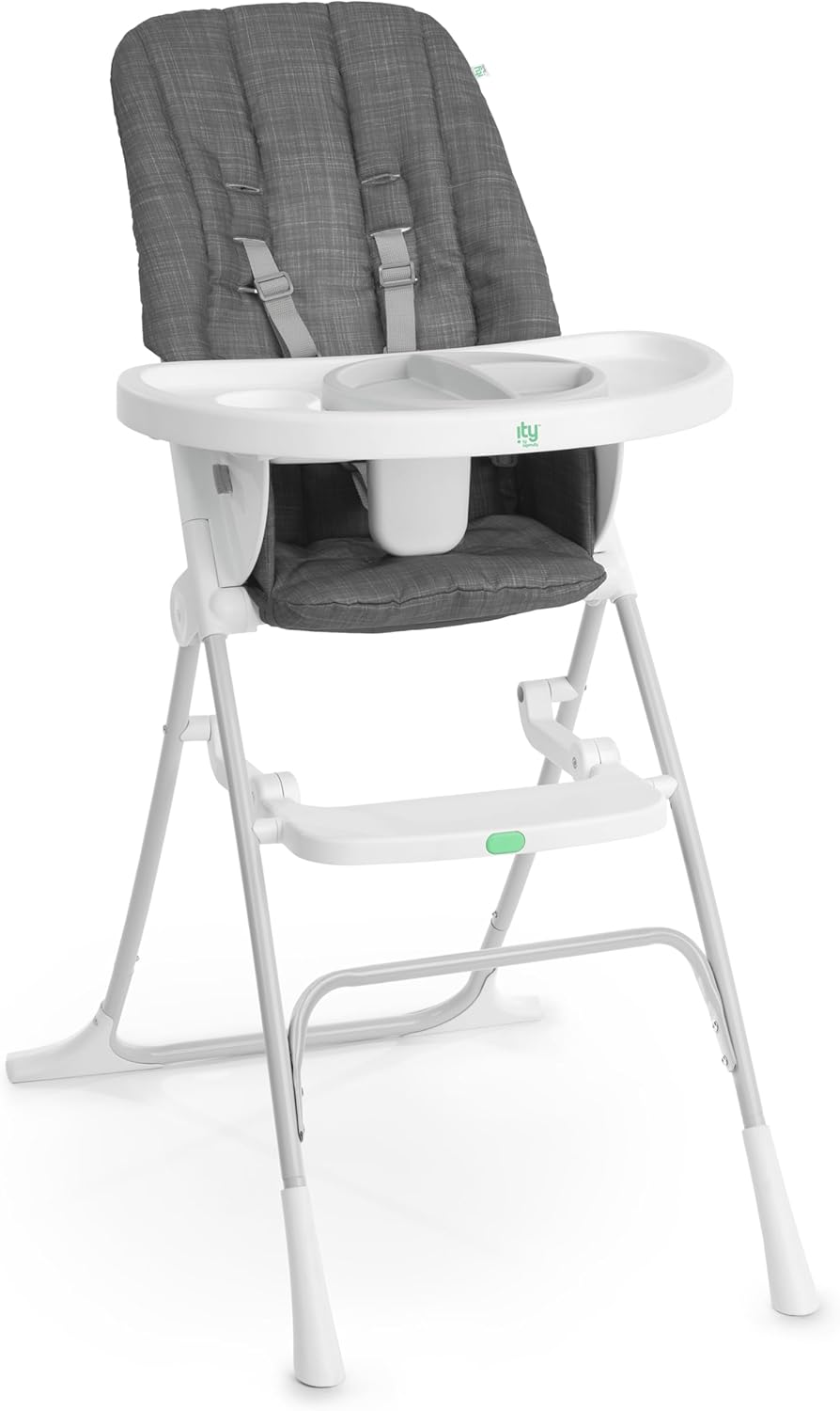 Ingenuity: Ity by Ingenuity Sun Valley Compact Folding High Chair, Food-Grade Safe Plate, Safety Harness, for Ages 6 Months and Up, Unisex - Grey