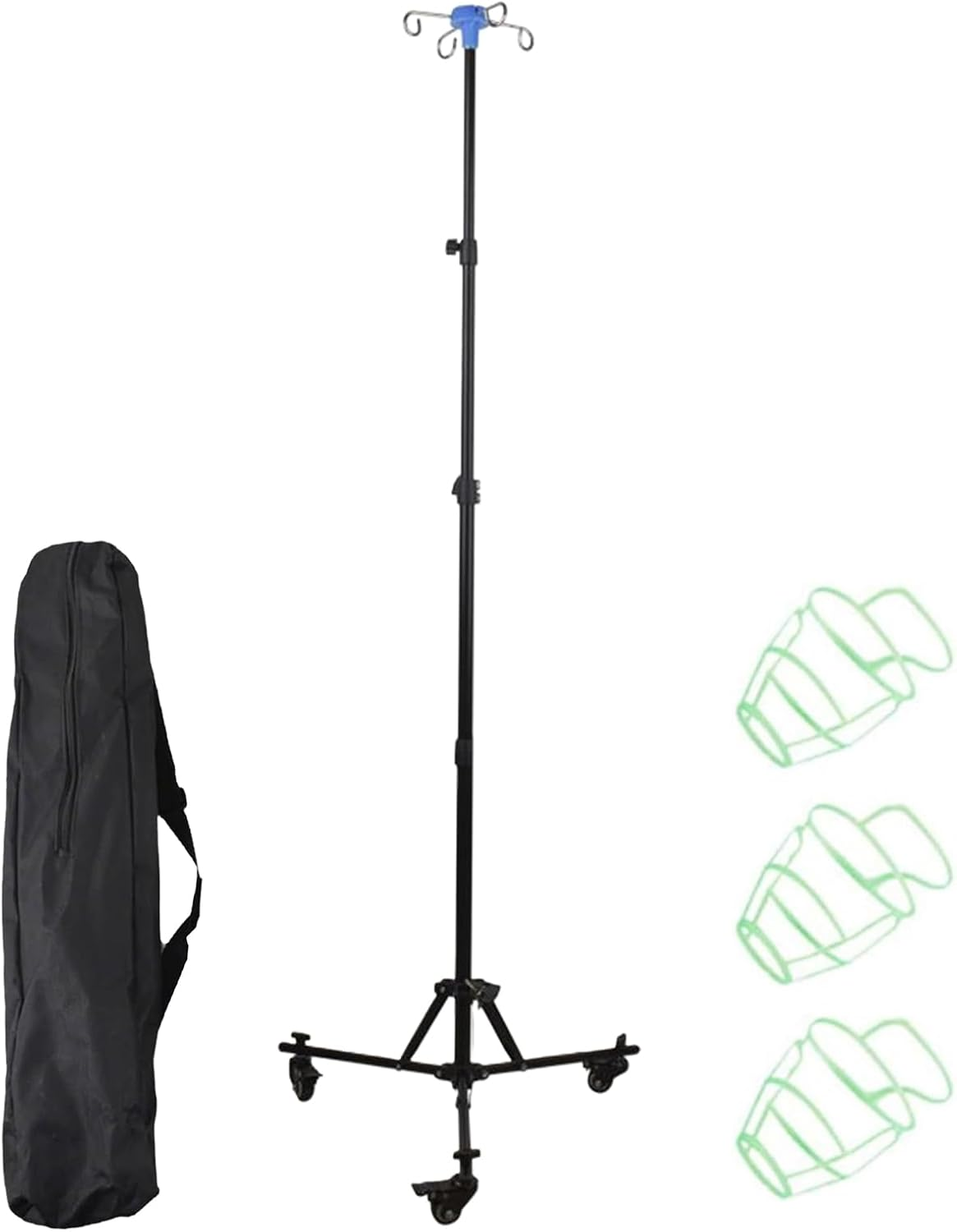 Iv Pole with Wheels | Mobile Iv Stand with Bottle Hook,Nursing Bed Foldable Hospital Equipment with Wheel for Healthcare Travel Daily Indoor Outdoor Elderly Home Clinics image number 5