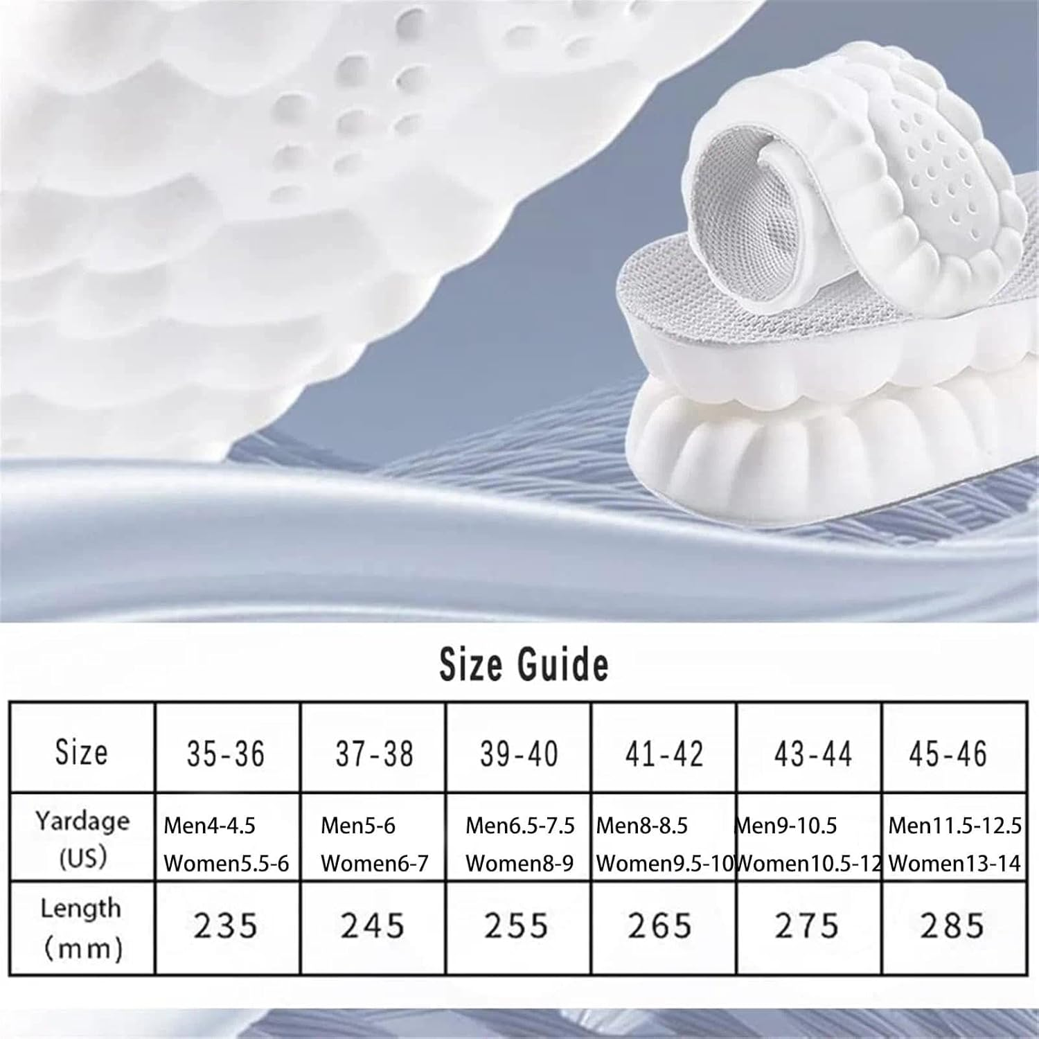 Cloud 4D Insoles - Orthotic Arch Support Insoles for Men (Size 6.5-7.5) and Women (Size 8-9), Plantar Fasciitis Relief & Shock Absorption Inserts for Comfort and Foot Health