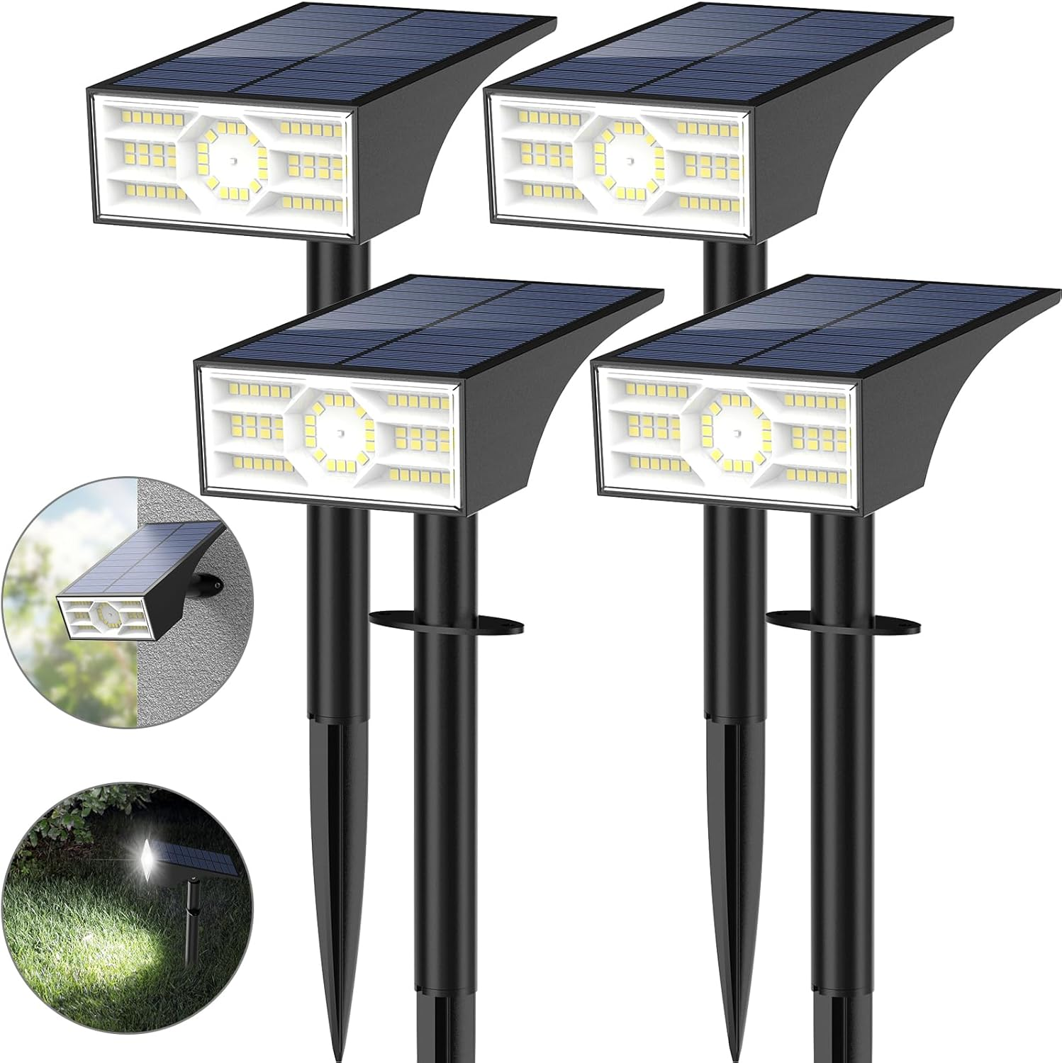 WENATY Solar Lights for Outdoors, 56 LED Solar Spotlights for Outdoor Garden 3000 K Warm White LED Solar Spotlight, 4 Brightness Modes, Solar Garden Lights, IP65 Waterproof Solar Lights for Pathway,