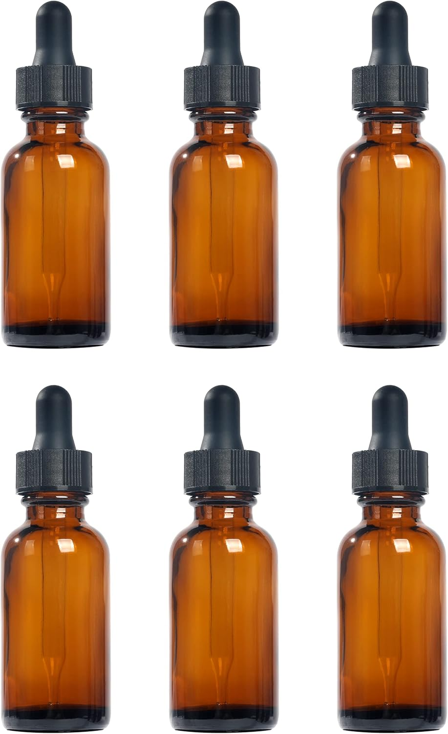Magic Season Boston round Glass Bottles (Amber / 30 Ml with Droppers / 6 Pcs) image number 1