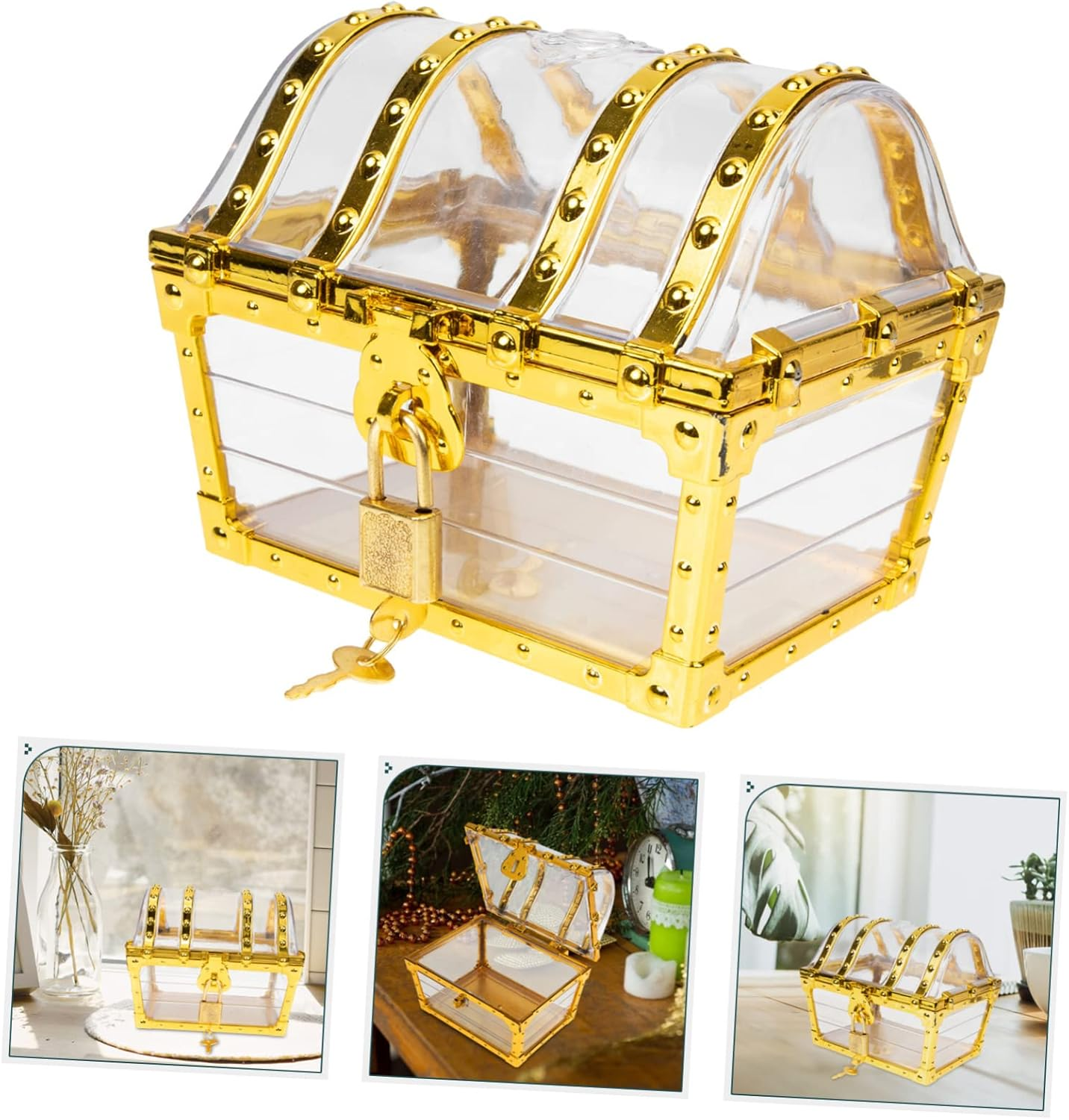 Pirate Treasure Chest Toy Keepsake Chest Storage Box for Home Treasure Box image number 4