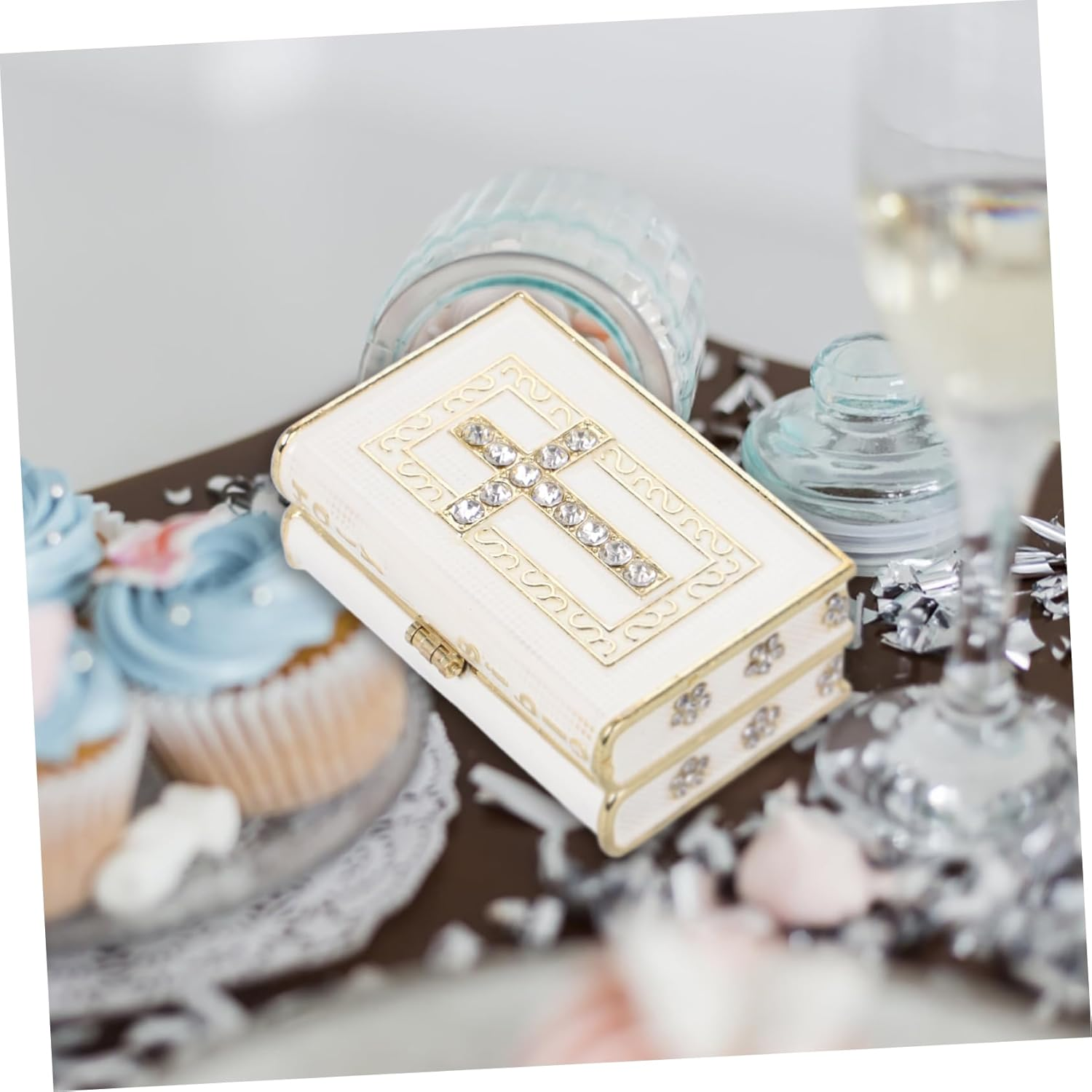 Simulated Ornament Vintage Book Shape Storage Box for Jewelry and Keepsakes Compact and Easy to Clean Design for Home Decor and Present Giving image number 2