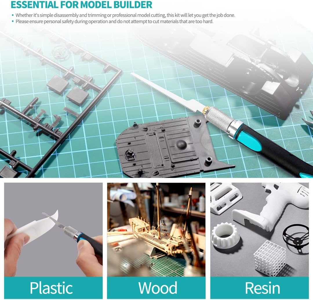 Prozwee Model Craft Hand Saw Kit(With 14PCS Saw Blades),Modeling Knife Hacksaw Tool,Diy Mini Razor Saw Kit for Handcrafted, DIY Models and Other Fine Cutting