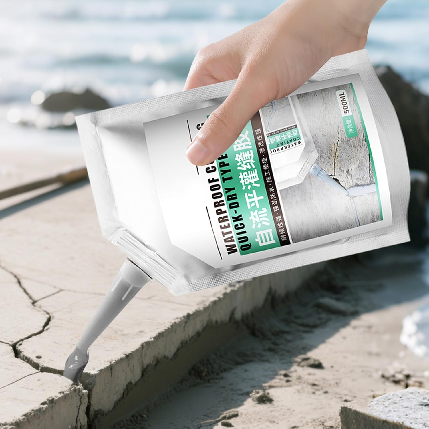 Concrete Crack Filler,500Ml Concrete Bonding Sealant - Wear-Resistant Quick-Drying Crack Sealing Glue for Wood Brick Roof Stone Exterior Wall image number 3