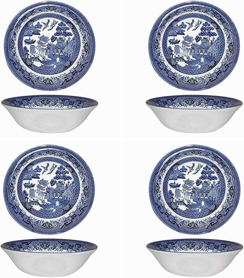 Churchill Blue Willow Plates Bowls Cups 20 Piece Dinnerware Set, Made in England image number 1