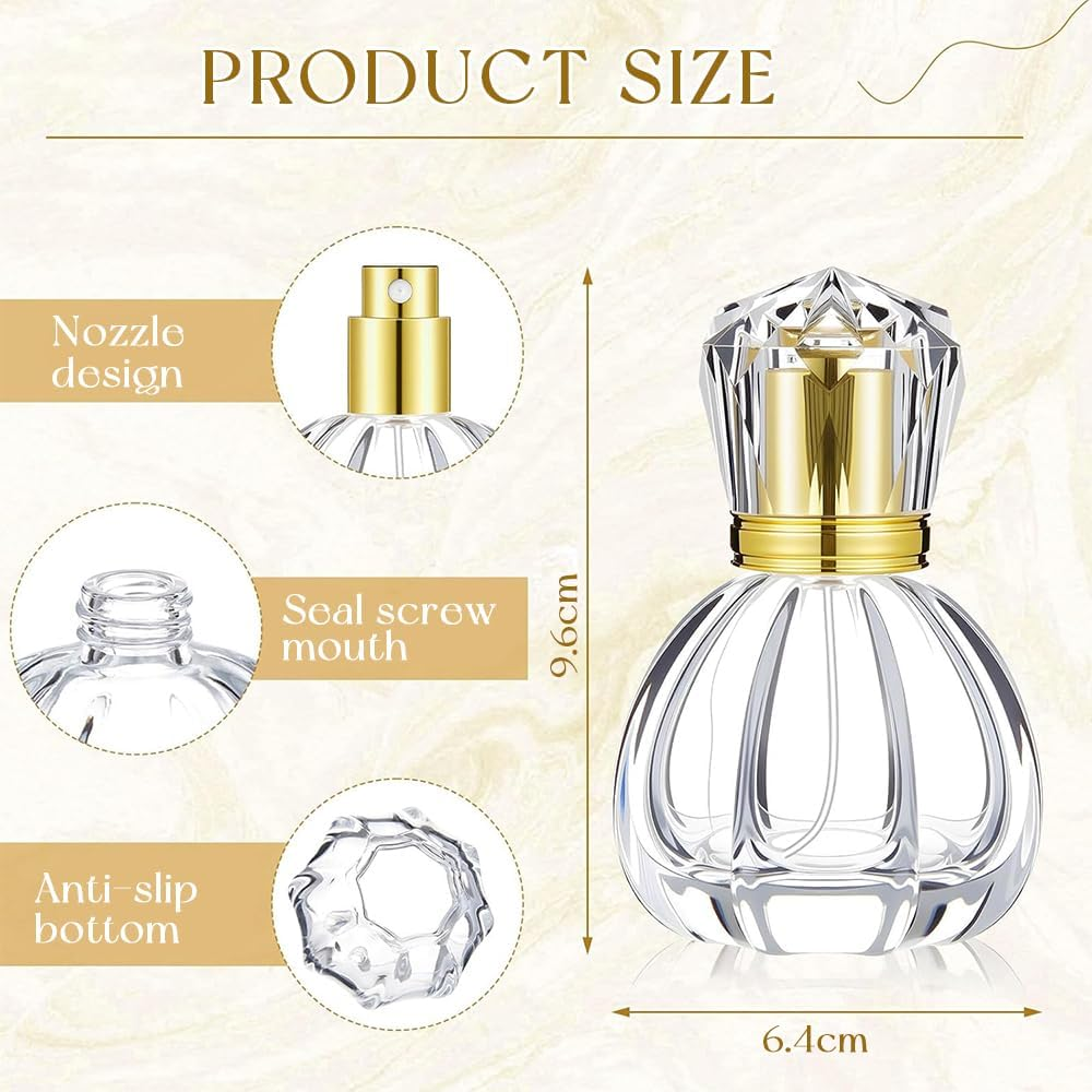 8-Pack Portable Spray Perfume Bottles, Pumpkin-Shaped Transparent Empty Bottles, Crystal Glass Refillable Pump Sprayer, Suitable for Travel and Home D&eacute;cor image number 5