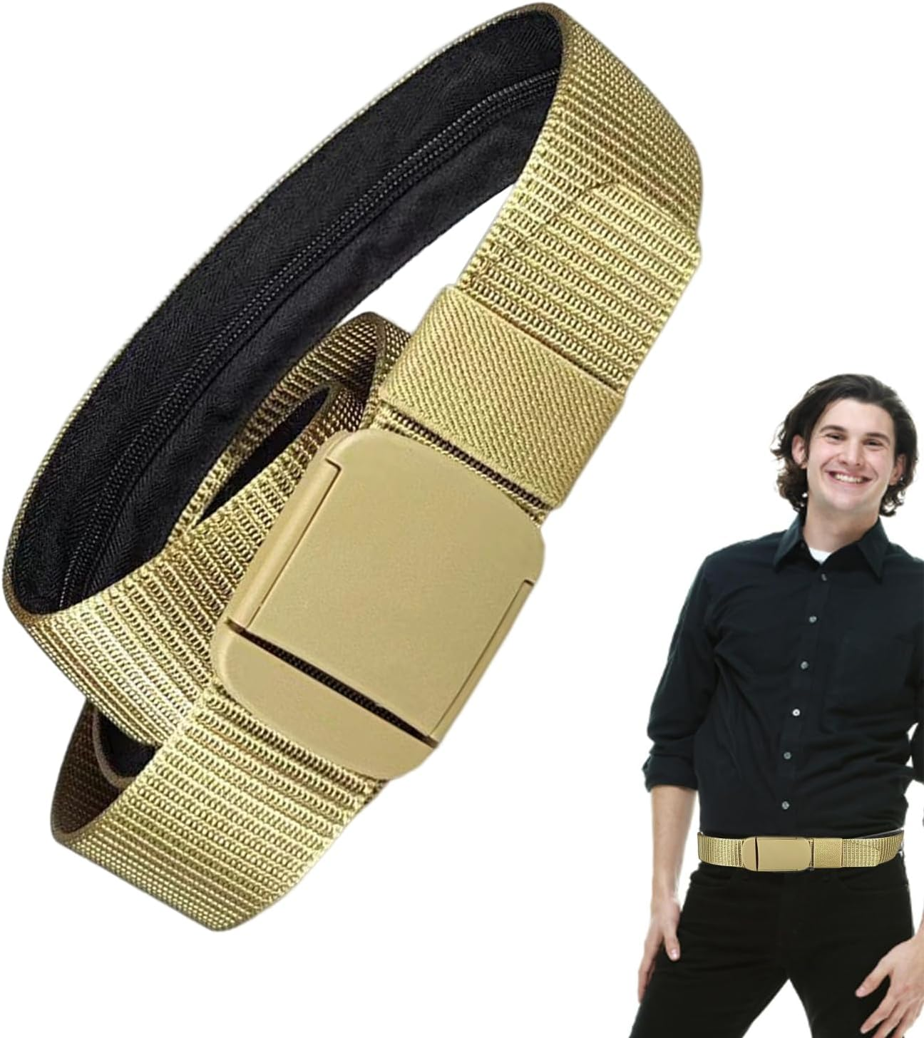 Travel Security Money Belt, Money Belt with Hidden Money Pocket, Undercover Hidden Wallet, Adjustable Canvas Belt for Travel, Money Waist Belt Bag, Anti-Theft Passport Wallets for Men & Women