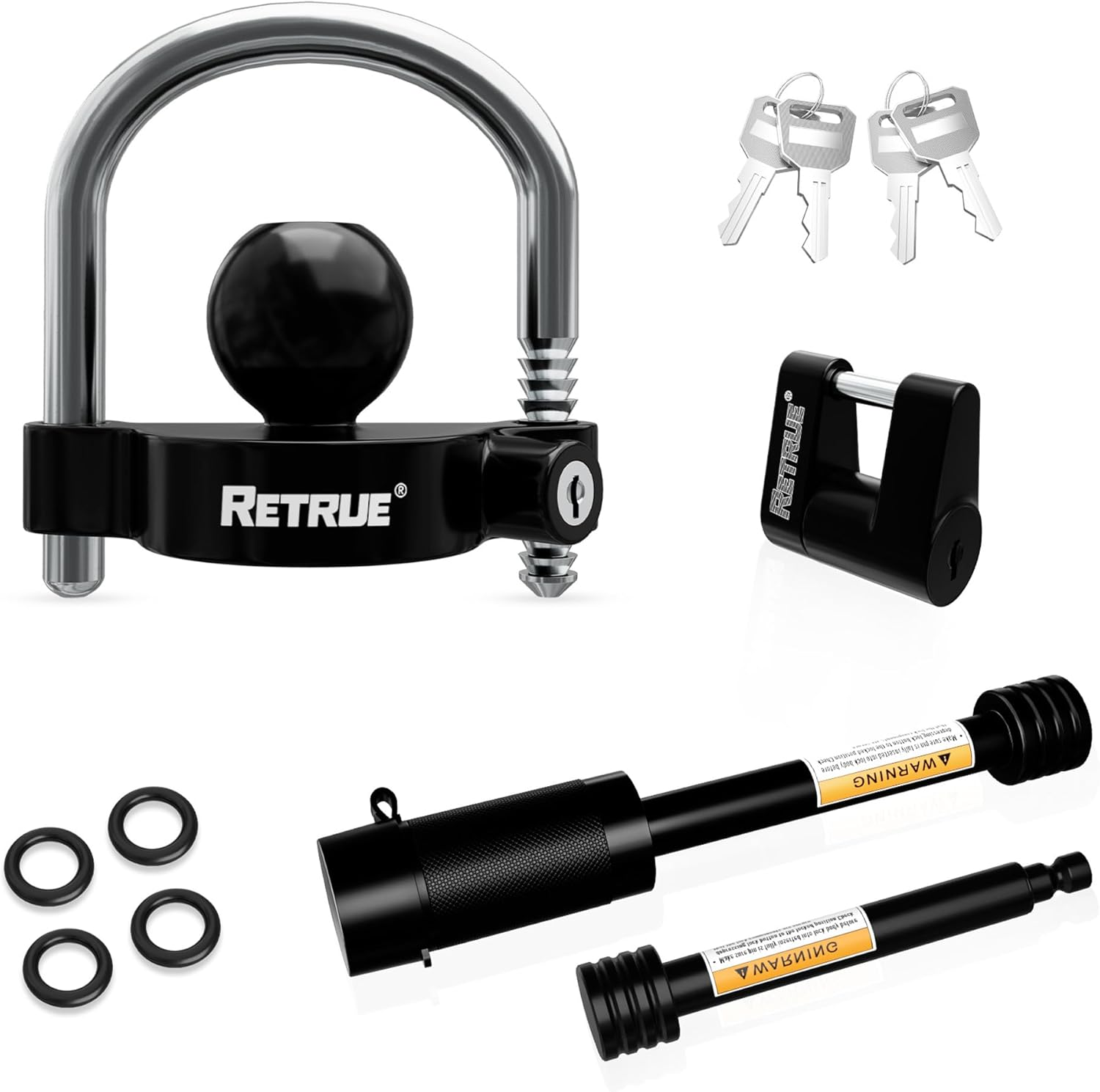 RETRUE Keyed Alike Trailer Lock Set Tow & Store Lock Kit Include Universal Coupler Lock & Dual Hitch Receiver Pin Lock & Trailer Tongue Coupler Lock Set, Black image number 3