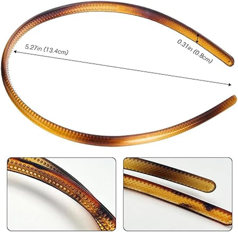 6 Pieces Headband, Multi-Color Hair Bands with Teeth Comb, Skinny Hair Accessories for Women Men, and Girls (8Mm Wide) image number 6