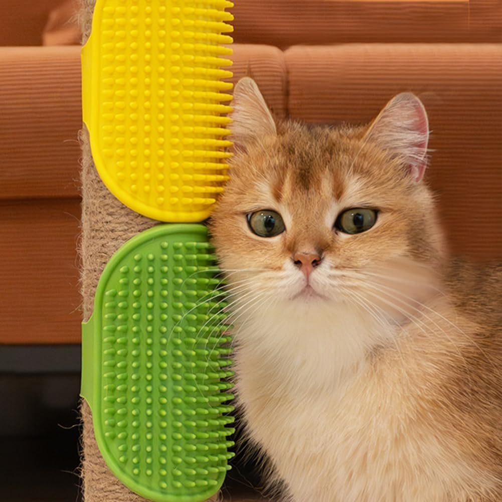 Silicone Cat Face Scratcher, 4Pcs Silicone Cat Wall Corner Tickling Artifact Massage Brush Scratcher,Silicone Pet Corner Scratcher Wall Corner Massage Comb,Silicone Cat Corner Massage Comb Scratcher