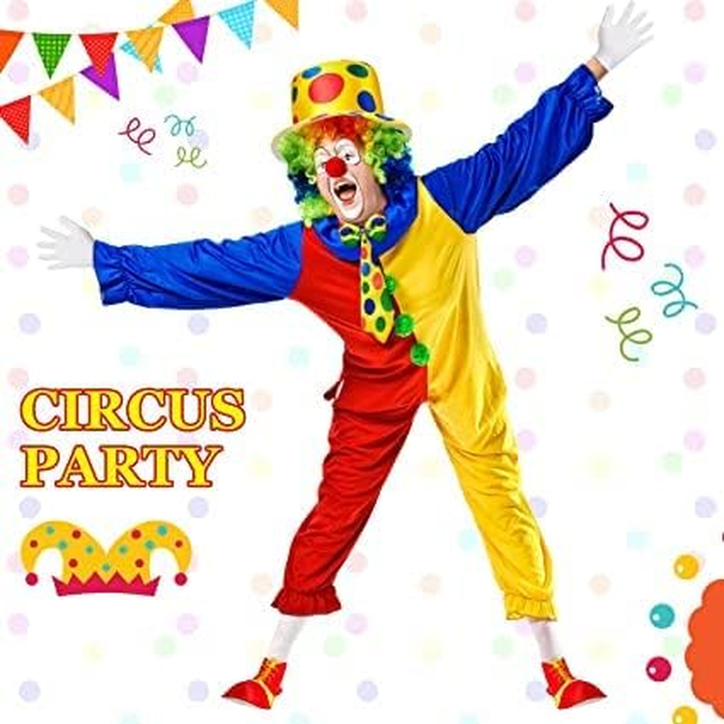 Clown Costume Set 7 Pcs Clown Accessories for Kids Adults Halloween Clown Parties Circus Carnivals Play (Suit Not Included) image number 5