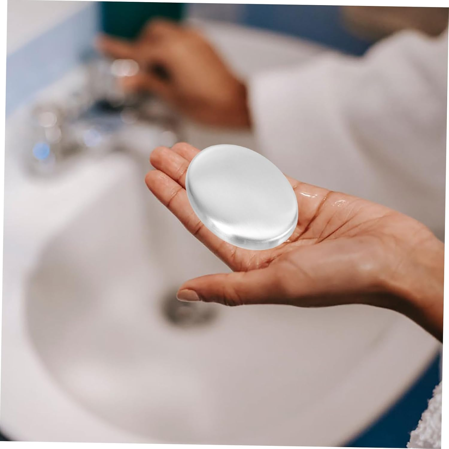 UTHCLO 2Pcs Odor Absorbing Metal Soaps Stainless Steel Soap Bars for Kitchen Fish Odor Remover image number 2