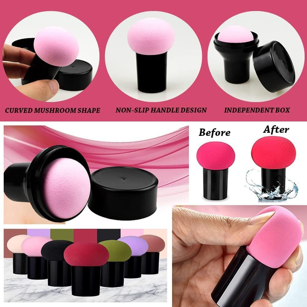 3 Pieces of Foundation Sponge Powder Puff Mushroom Head Dry and Wet Makeup Sea Surface Makeup Puff Beauty Makeup Brush Sponge Band Concealer BB Cream Foundation Makeup Tool image number 1