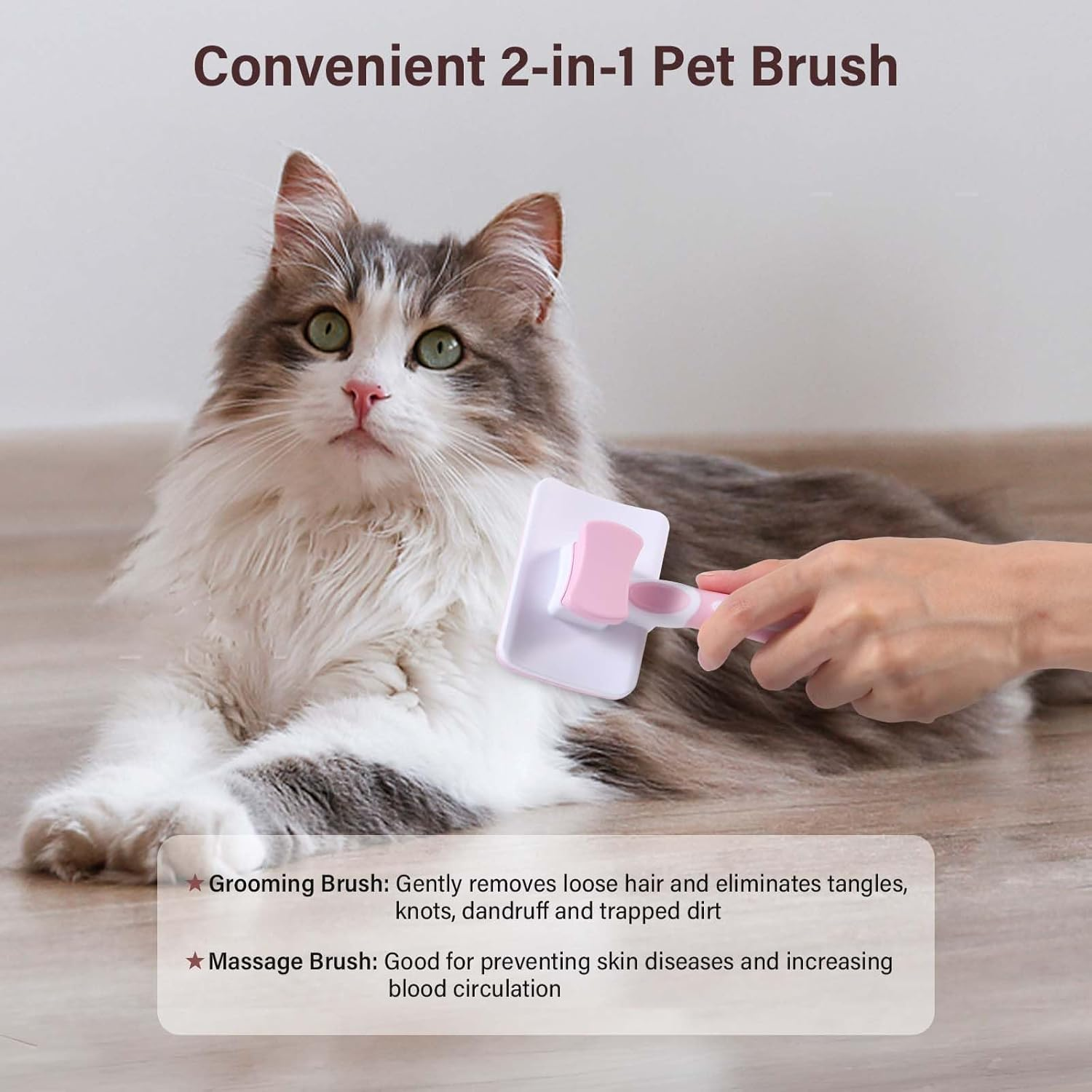 Vinabo Self Cleaning Pet Brush, Long and Short Hair Brush for Dogs and Cats, Soft Brush for Dogs and Cats, Self-Cleaning Grooming Brush for Pets image number 4