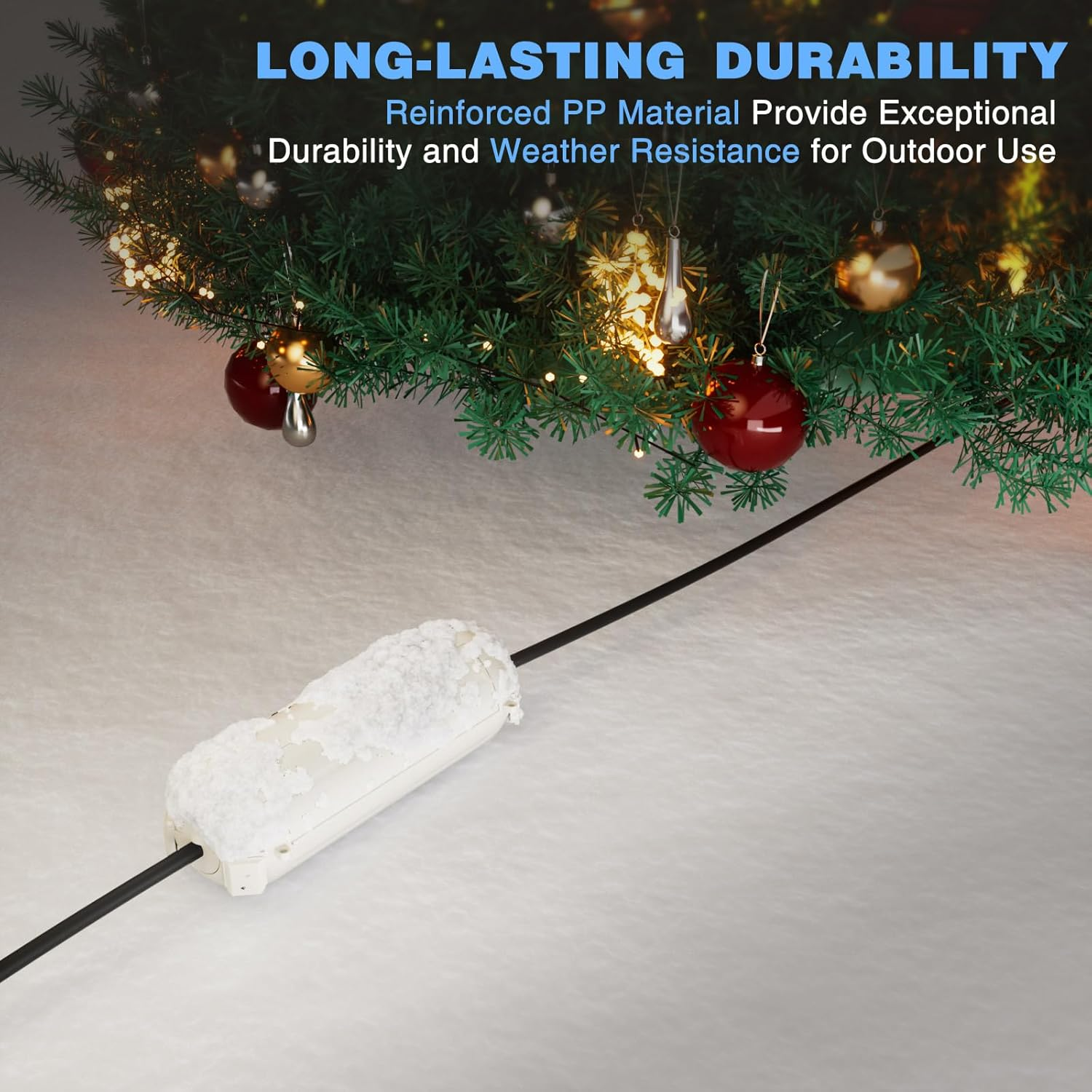 Flemoon [3 Pack] Outdoor Extension Cord Safety Cover with Waterproof Seal, Weatherproof Electrical Connection Box for Outdoor Outlet, Plug, Socket, Halloween, Christmas Holiday Decoration Light, White image number 3