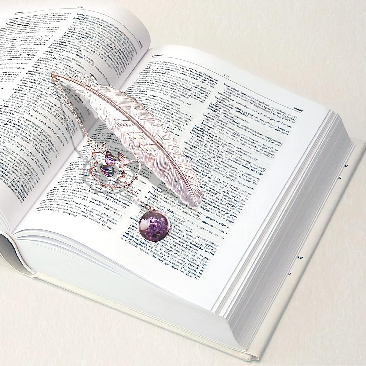 SAYEEC Metal Feather Bookmark Rose Gold Bookmarks with 3D Hummingbird Pendant Unique Book Marks Page Marker Teacher Appreciation Mother'S Day Valentine'S Day Birthday Gifts for Women Girls Book Lovers image number 5