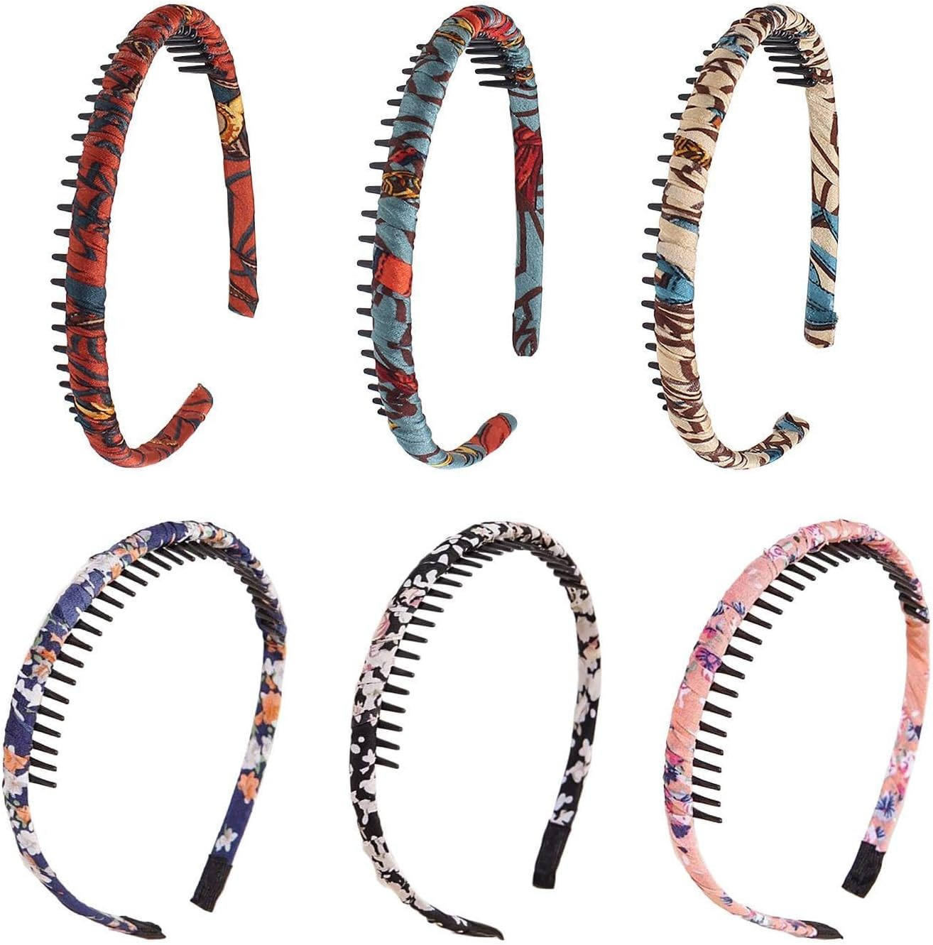 Pack of 6 Flower Headbands, Shark Tooth Headbands, Non-Slip Headbands, Flower Crochet Headbands, Cute Headbands for Girls, Colourful Fashionable Headwear image number 3