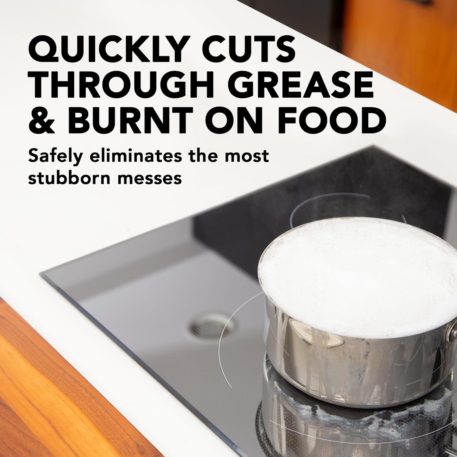 Weiman Cooktop Cleaning Kit - Cream Cleaner for Grease & Burnt-On Stains on Glass & Ceramic Stove Top - Removes Residue & Polishes Surface - 283 Gm Cream + 3 Scrubbing Pads