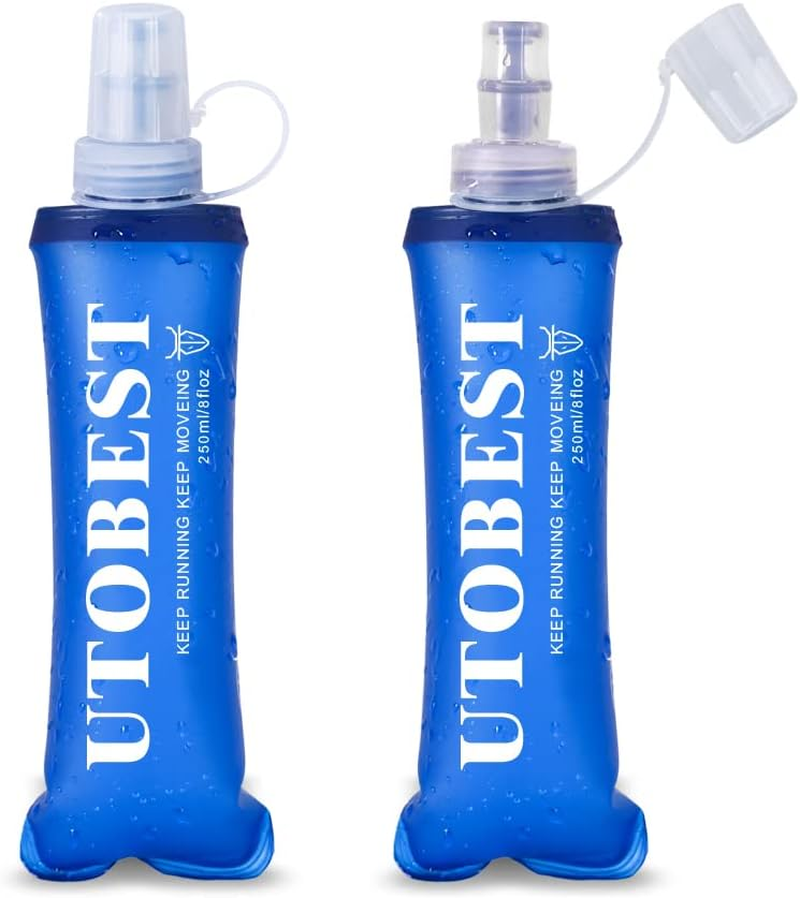 UTOBEST Soft Flask, 2 Pack Soft Flask Running Bottles 250Ml,Tpu Foldable Running Flask, Portable Collapsible Flask Handheld for Travel Traveling Hiking Cycling City Walk image number 4