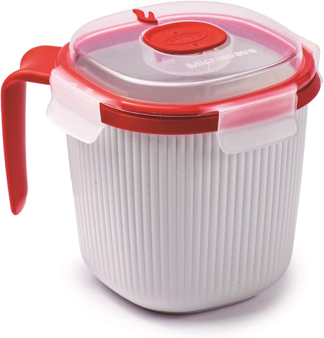 Snips - Microwave SOUP MUG for Milk, Hot Drinks and Soups - Microwave Soup Mug with Lid - 0,70 LT - 14,5 X 14,5 X 12 Cm - Microwave Soup Container, White and Red - 100% Made in Italy - 0% BPA image number 3