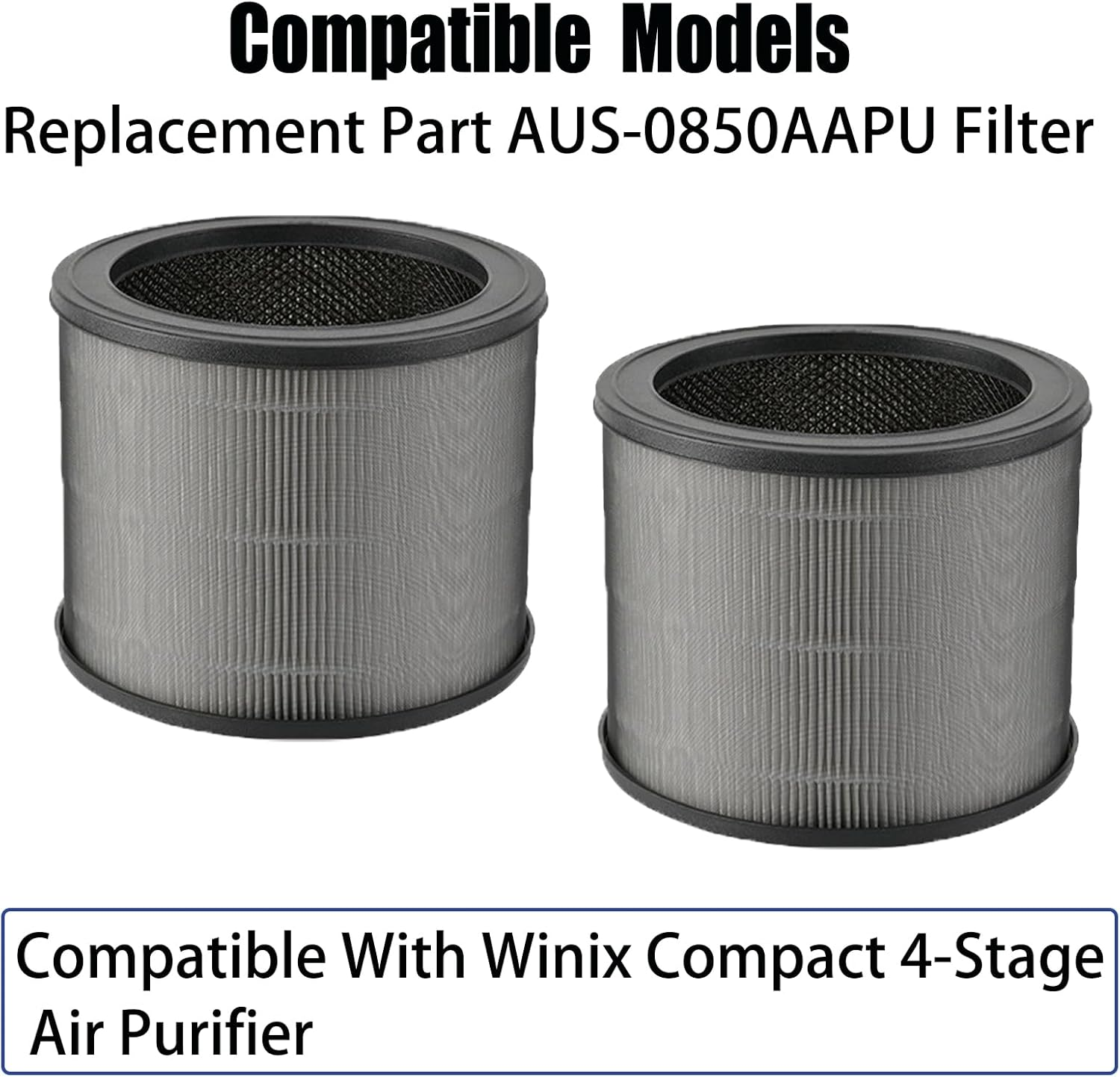 Compact 4-Stage Filter Replacement for Winix Compact 4-Stage Tower Air Purifier, 3-In-1 HEPA & Activated Carbon & Pre-Filter, Parts # AUS-0850AAPU (2 Pack) image number 3
