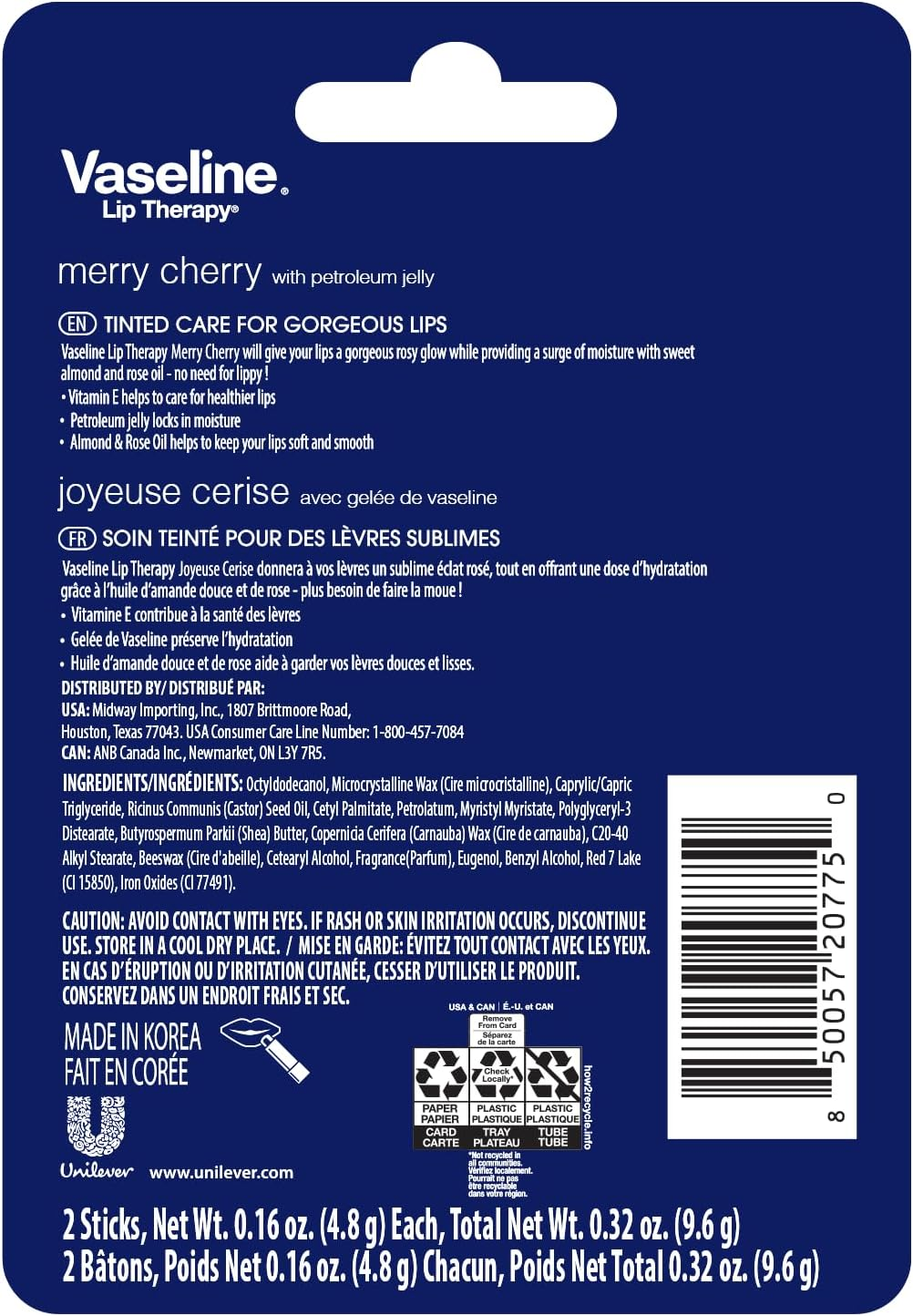 Vaseline Lip Therapy Stick Twin Pack &ndash; Merry Cherry Holiday Limited Edition (2-Pack) image number 1