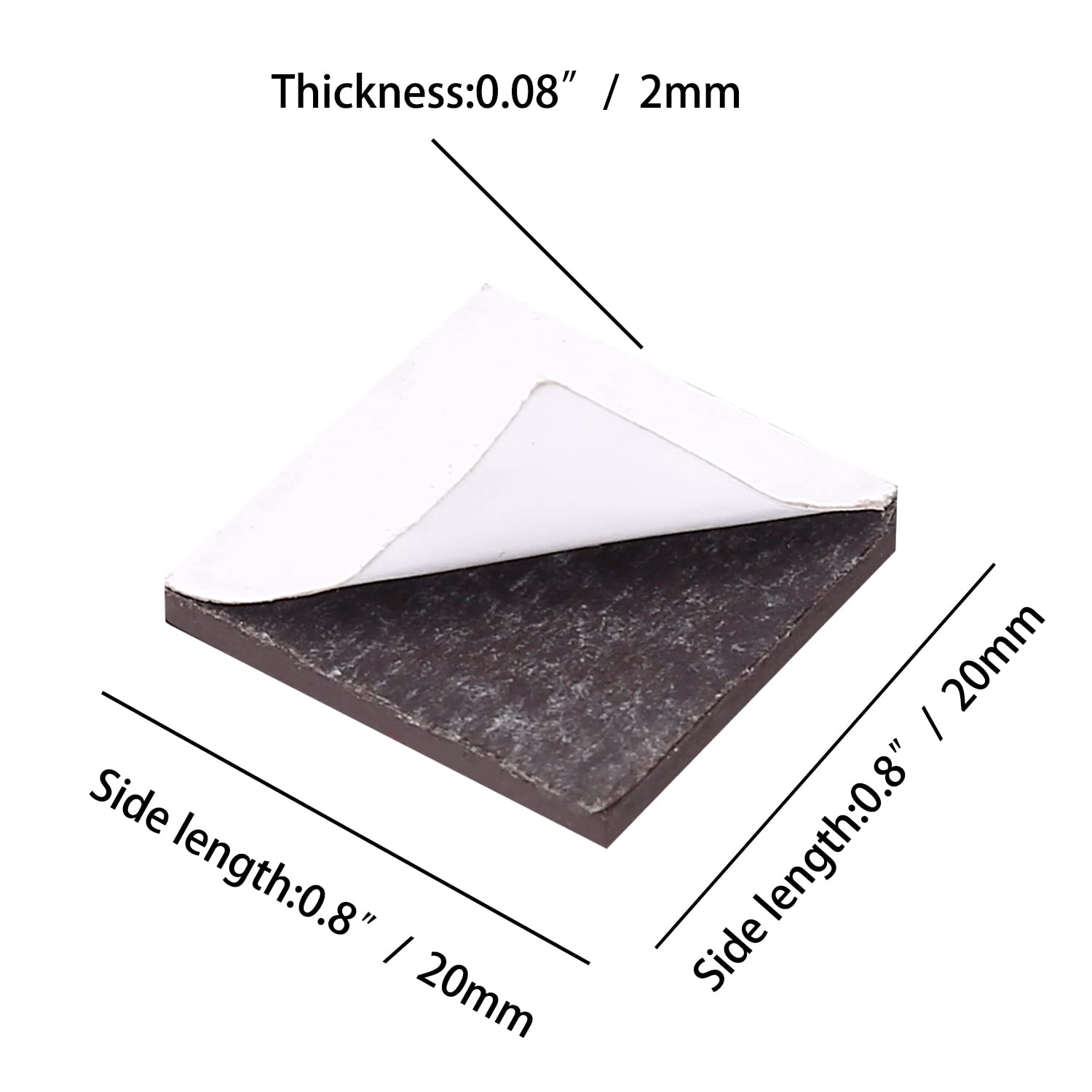 110Pcs Self Adhesive Magnets Squares Sticky Magnetic Strips Tapes Peel and Sticky Magnet Squares for DIY Craft, Fridges, Boards, School Art Projects, 4/5" X 4/5" X 0.08"