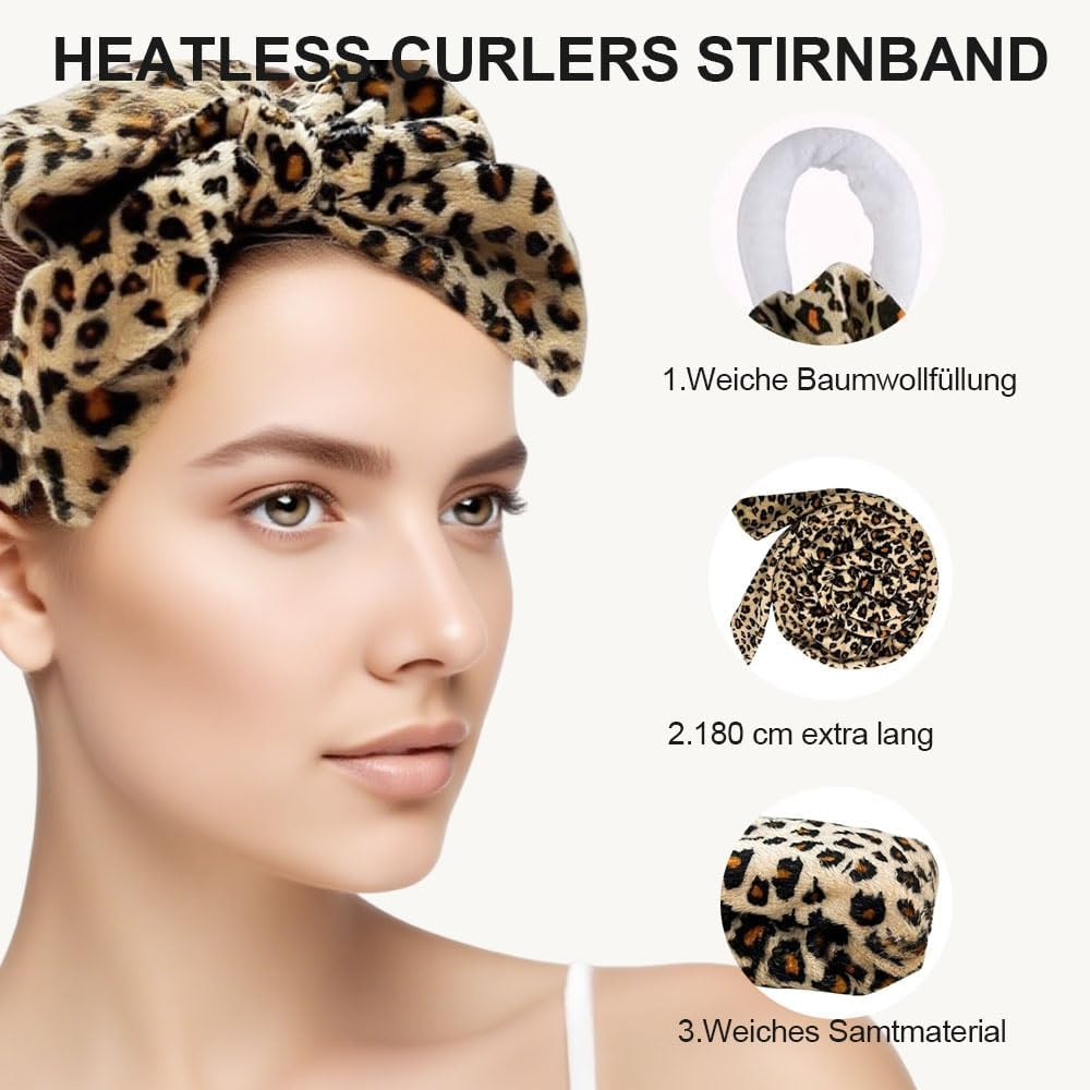 CUEMOON Hair Rollers Overnight Long Hair, Satin Curls without Heat, 180 Cm Soft Velvet Non-Slip Sleep, 9 Pieces Curls Overnight Set with Sleep Cap for Long Hair image number 2