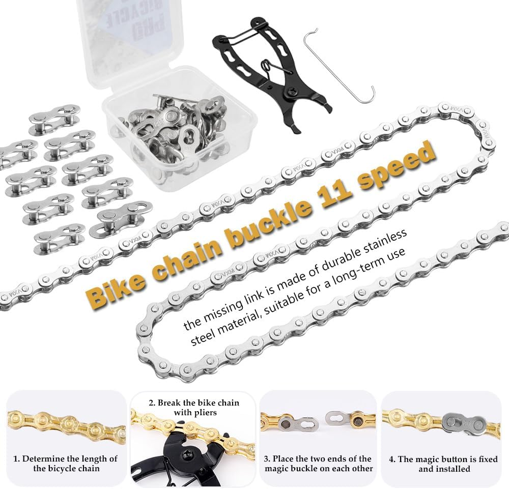 Yakamoz 10Pairs Quick Reusable Bike Chain Master Link 11 Speed Chain Joint Connector with Bike Chain Plier for Speed Chains Repair Tool Kit image number 5