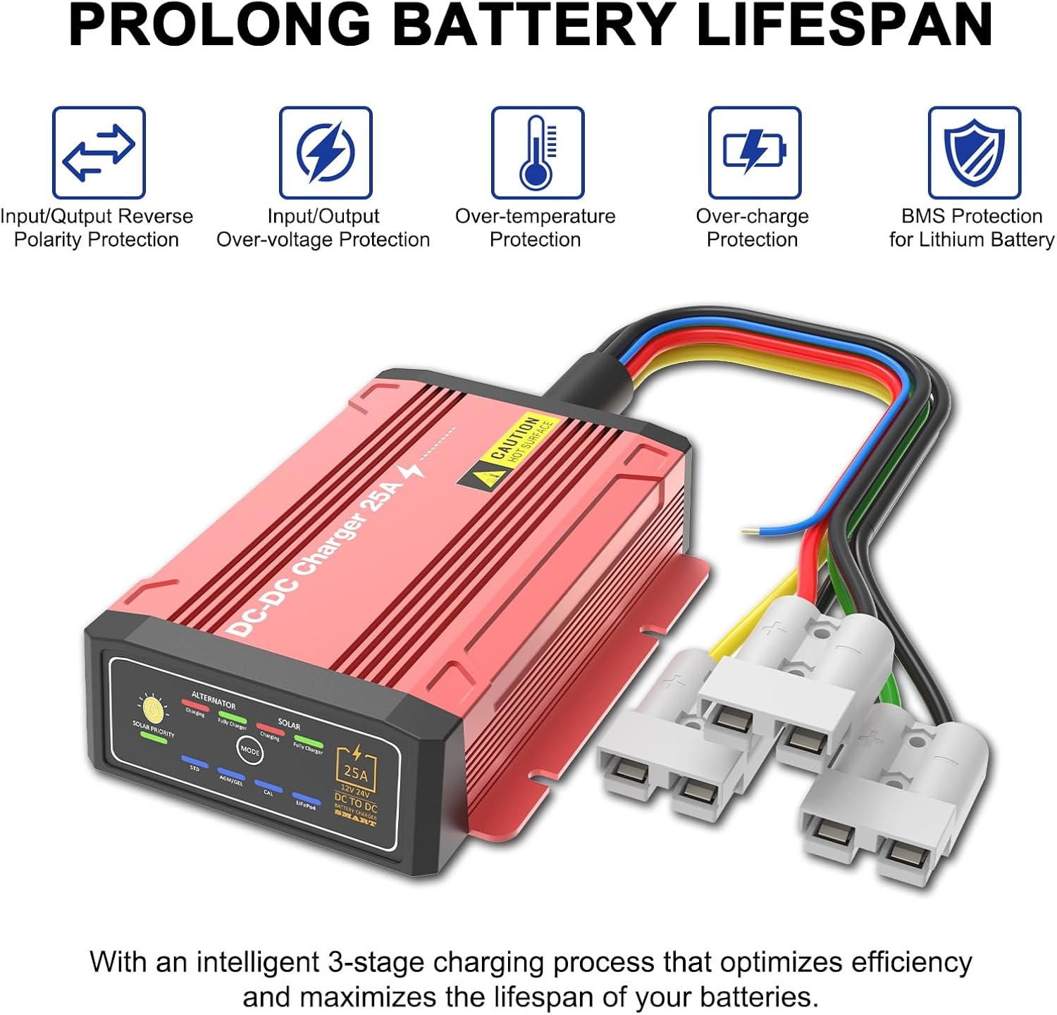 Waterproof DCDC Charger with MPPT for 12V 25A Lifepo4, Lead-Acid, SLA, Gel, AGM, Cal, DC to DC Battery Charger with Anderson image number 6