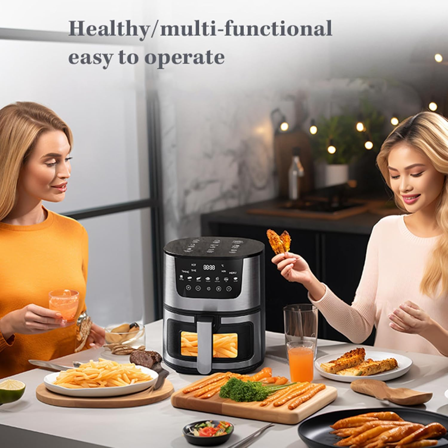 Enliansgo Air Fryer &ndash; 7L Airfryer for Quick & Easy Meals in Minutes, Air Fry, Roast, Reheat, Dehydrate, Air Crisp Technology, Touchscreen Controls with 7 Presets, Nonstick Basket image number 2