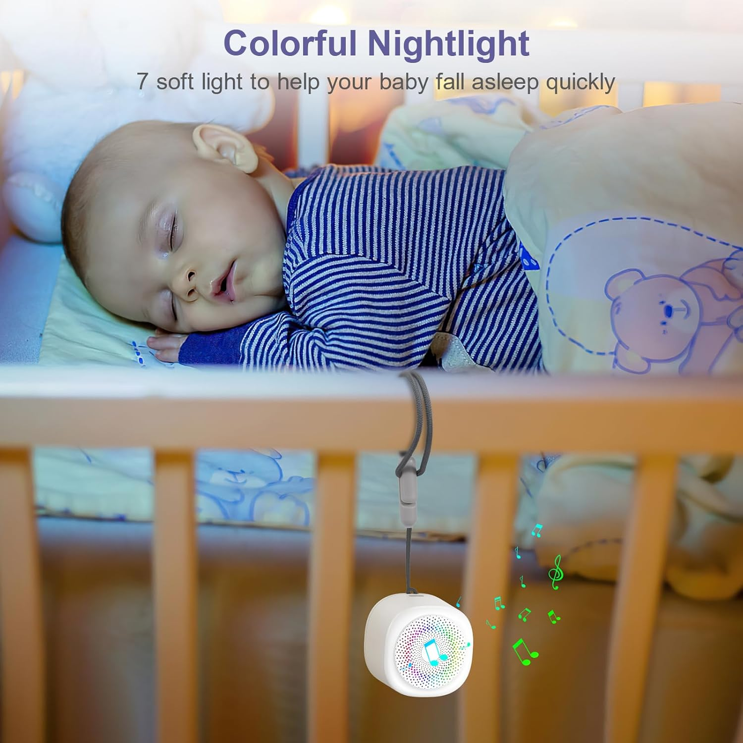 White Noise Machine Mini Portable Sleep Sound Machine for Baby Adults Kids 10 Smoothing Sounds 3 Timer Volume Control Colorful Nightlight Rechargeable Pocket Sleep Sound Machine for Home Travel