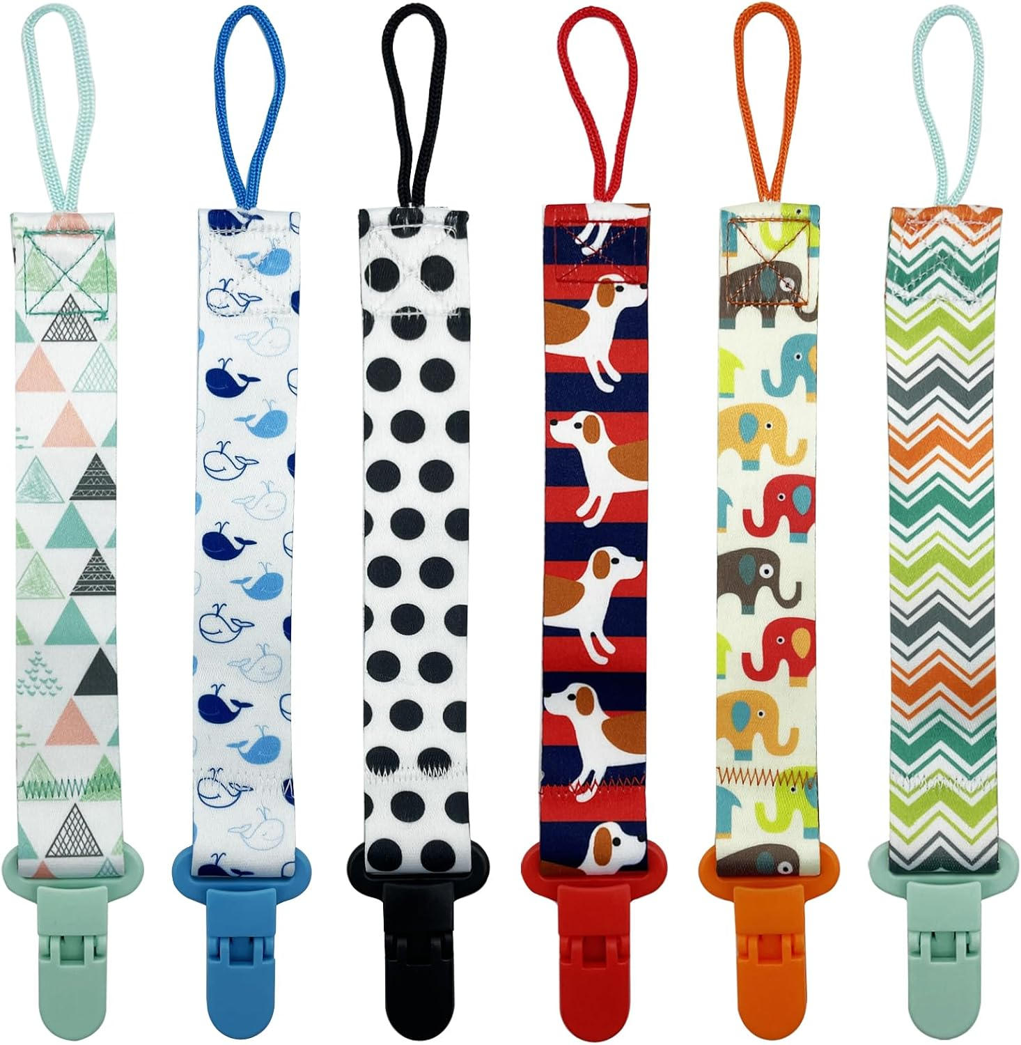 Set 6 Baby Pacifier Holder Clips - Dummy Clips Lightweight Universal Holder Leash for Boys and Girls Fits for Most Pacifiers - Protects Your Baby - Binkie Styles & Baby Teethers & Toys and Gift image number 2