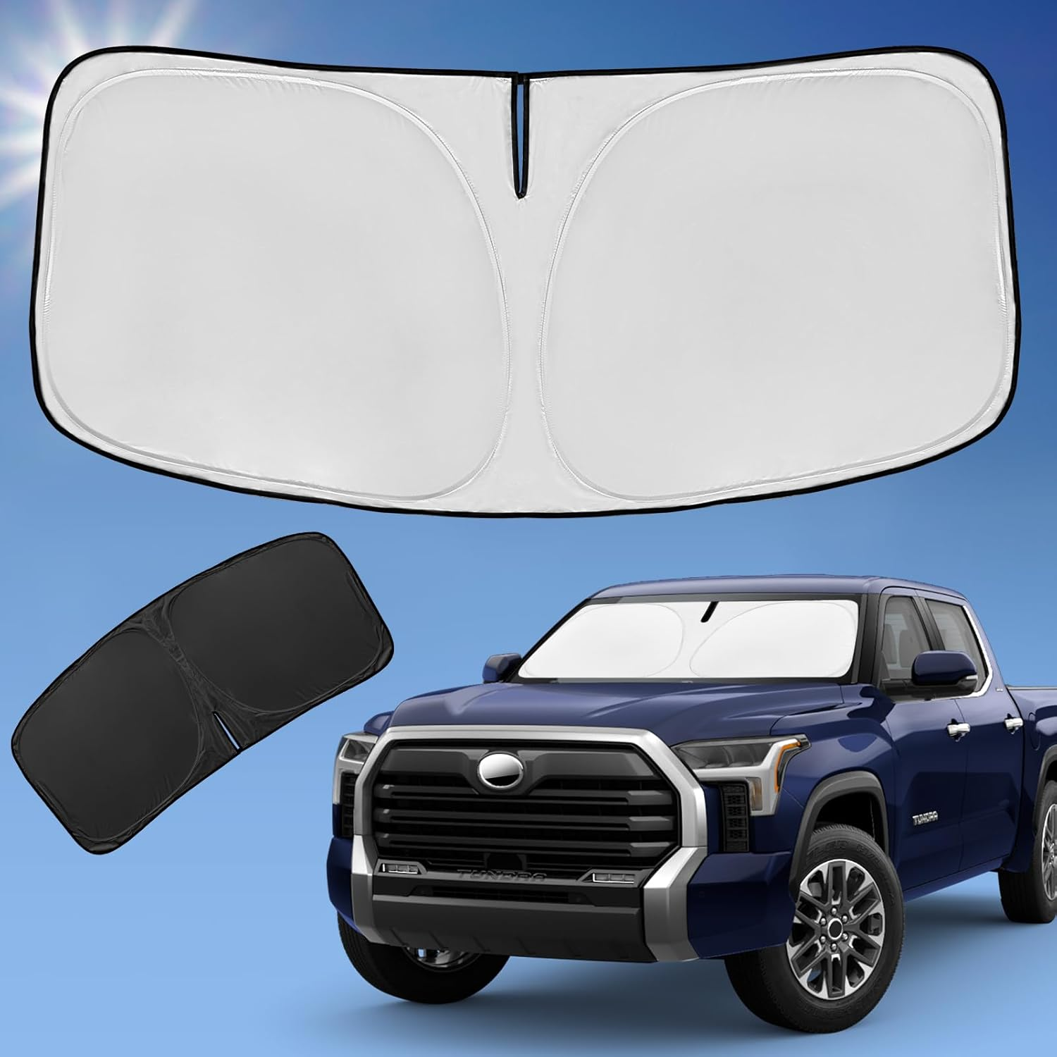 Sun Shade Sunshade for Toyota Tundra 2022-2024 2025 2026 Windshield Cover, 4-Layer Front Window Shade Custom Fit Tundra Limited SR5 TRD Pro Pickup Sun Visor 240T Shade Blocks UV Car Accessories image number 6