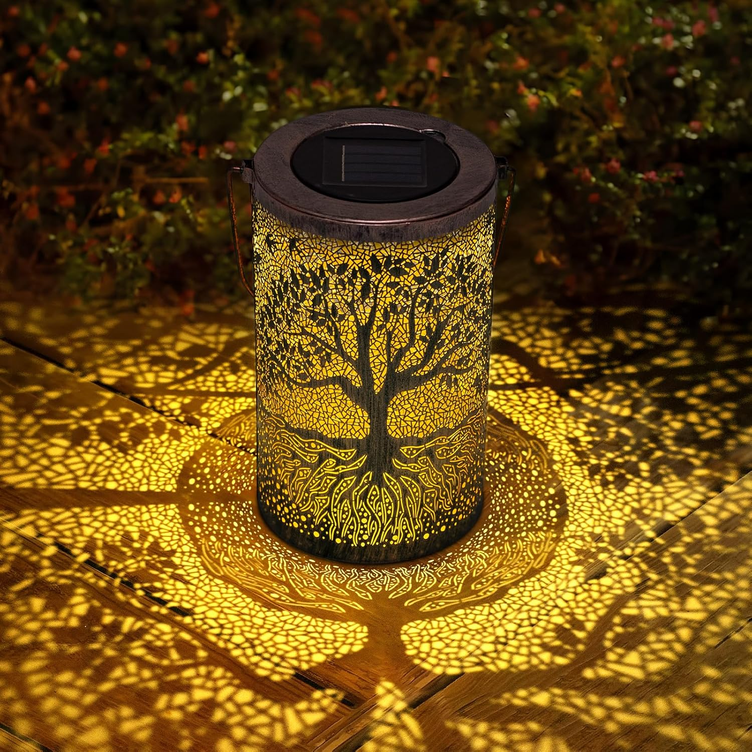 Solar Lantern Outdoor Waterproof Hanging Tree of Life Garden Decor Big Tree Solar Powered Light Gifts for Women Metal LED Table Lamp Home Decoration outside for Yard Patio Porch Tree Pathway image number 4