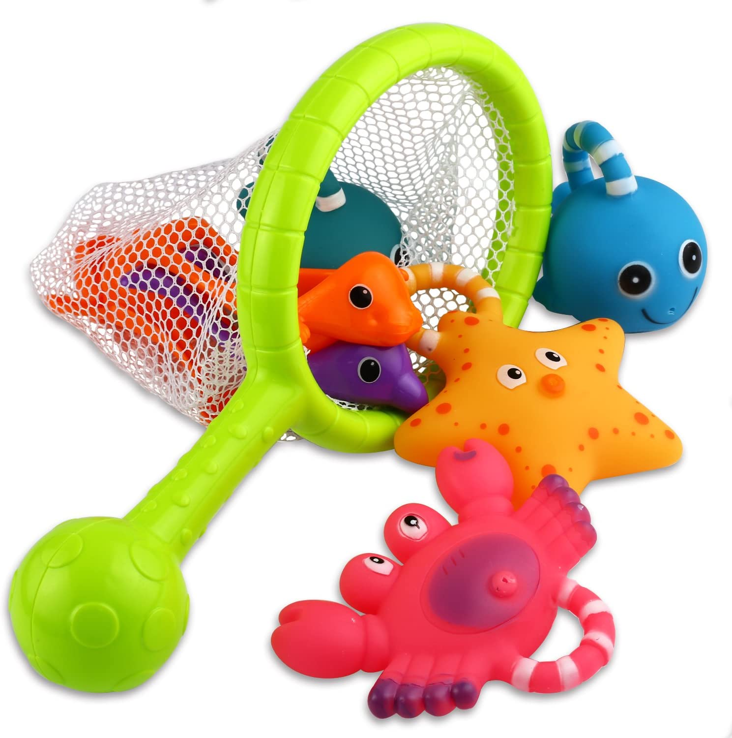 Bath Toy, Fishing Floating Squirts Toy and Water Scoop with Organizer Bag(8 Pack),Fish Net Game in Bathtub Bathroom Pool Bath Time for Kids Toddler Baby Boys Girls, Bath Tub Spoon image number 6