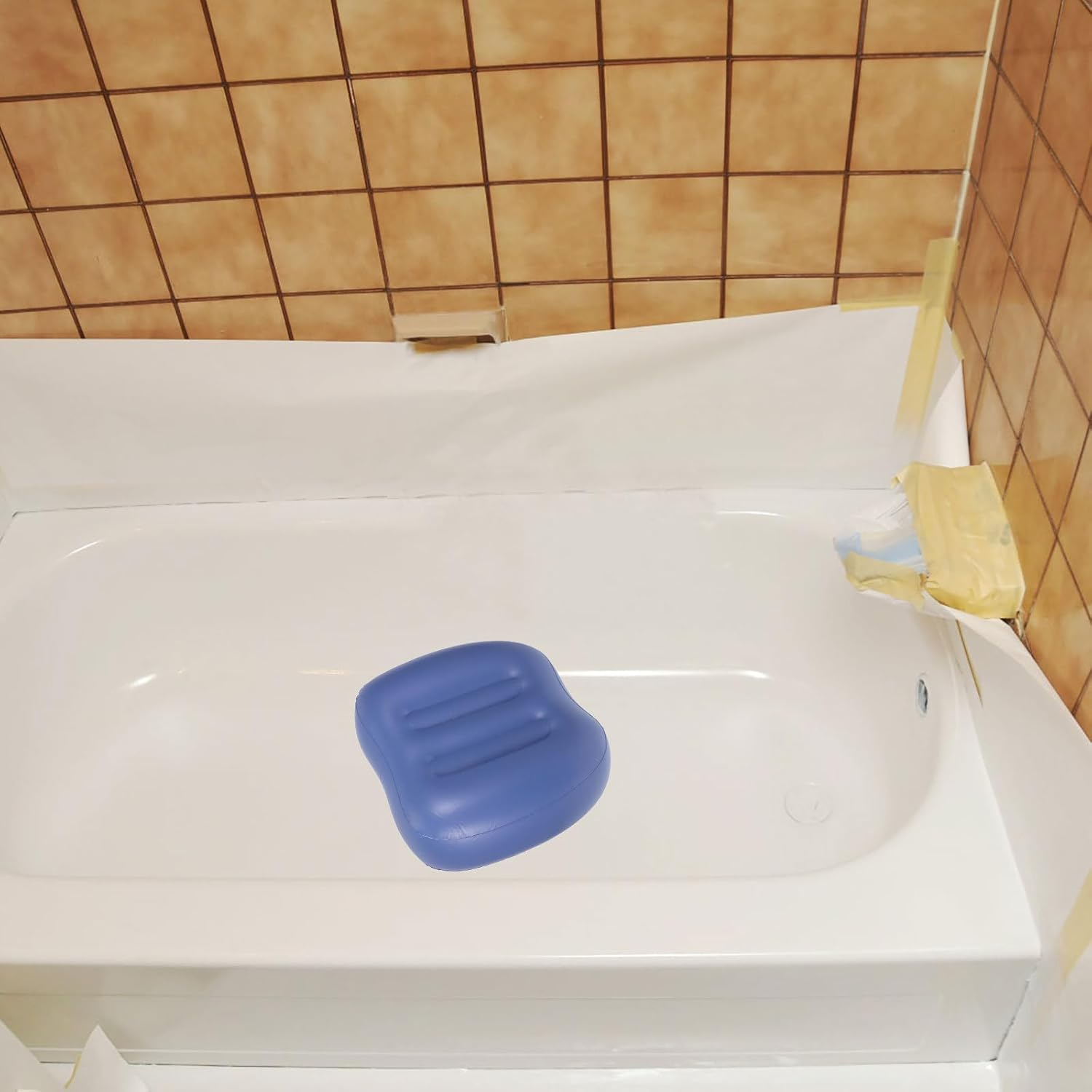 Ipetboom Bathtub Cushion Pillow - 1Pc Inflatable Tub Suction Pillow for Hot Tub Comfortable Headrest Portable Bath Relaxing Spa Seat Pad - 43X38X13Cm image number 5