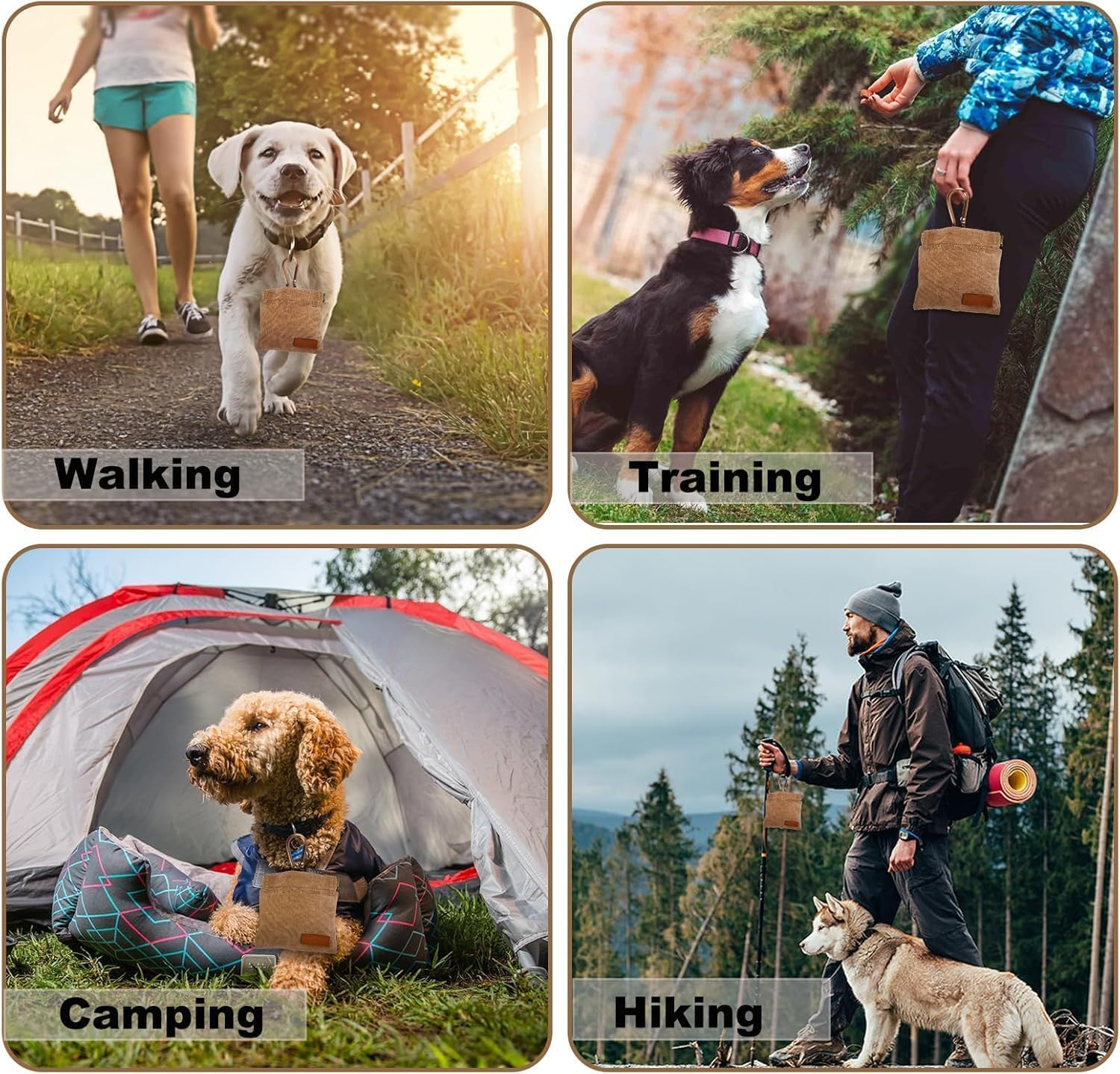 2 Pack Dog Treat Bags, Portable Hand Free Treat Bag for Dog Training, Auto Closing Pet Feed Reward Pocket for Puppy Travel or Outdoor Use image number 1