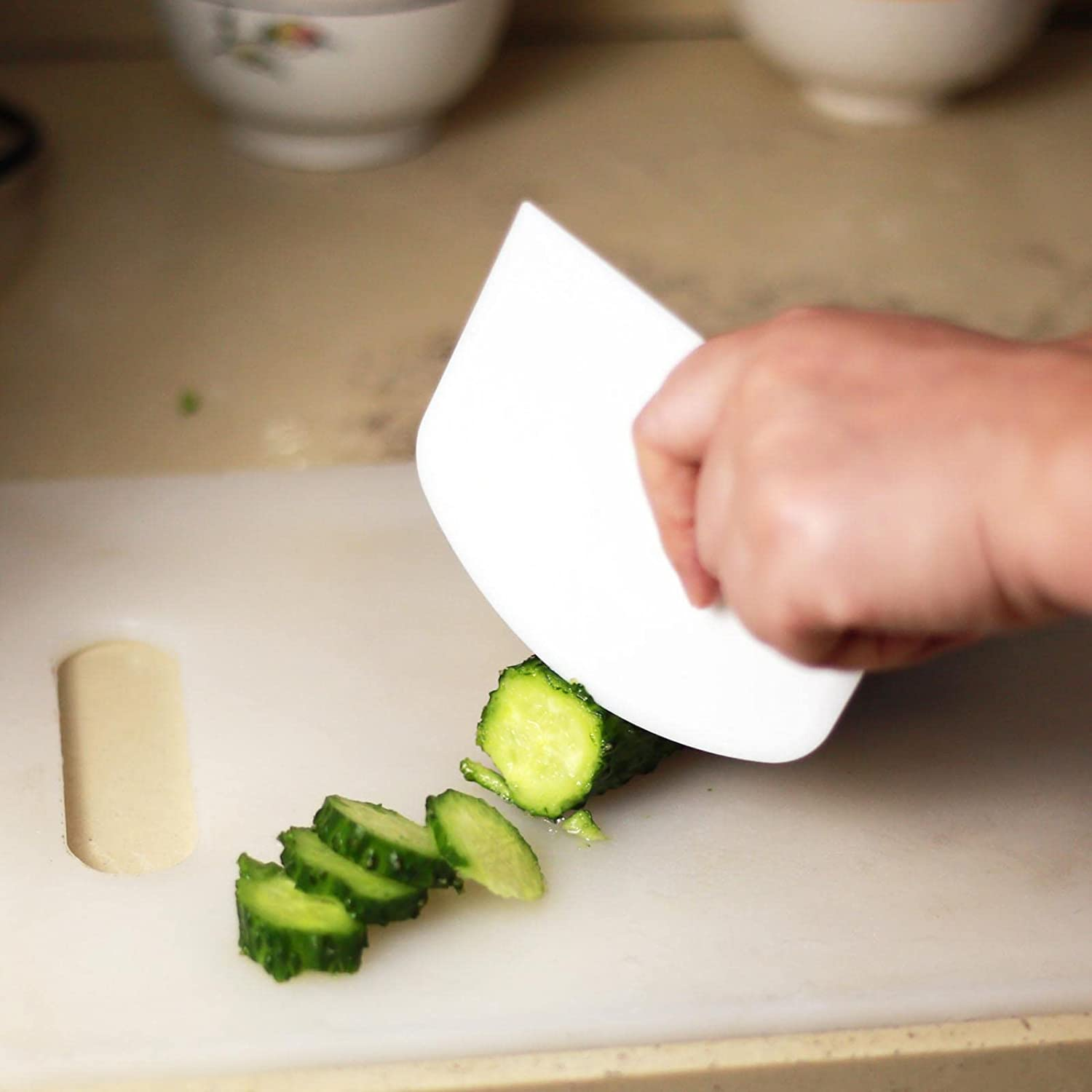 3Pcs Dough Scraper, Pastry Scraper Plastic Bench Cutter, Bowl Scrapers Dough Bread Cutters for Cake Decorating Baking (A) - A image number 4