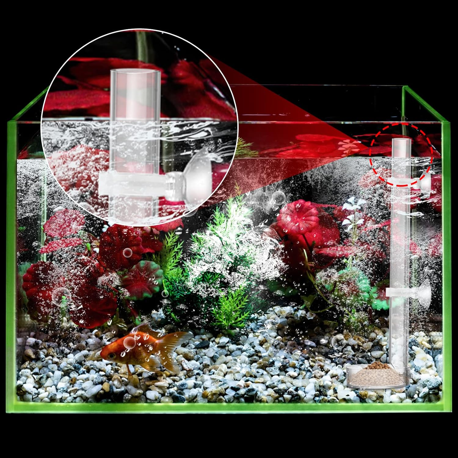 TIESOME Acrylic Fish Shrimp Feeder, Transparent Durable Aquarium Fish Shrimp Feeder, Assembled Feeding Tube Feeding Dish Tray Set for Fish Tank Aquarium Shrimp (25Cm)