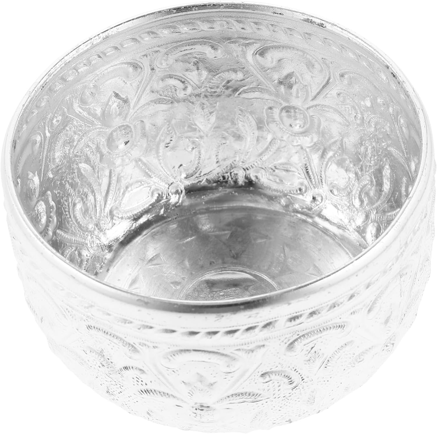 3Pcs Thai Traditional Carved Tin Bowl for Buddhist Offering Essential Oil Mixing