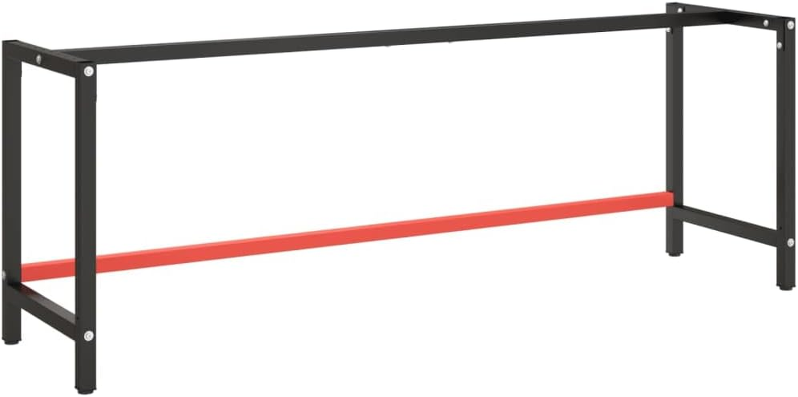 Vidaxl Heavy-Duty Metal Work Bench Frame - Matte Black and Red, Durable Powder-Coated with Reinforced Bar, Easy Assembly, 220X57X79 Cm. image number 1