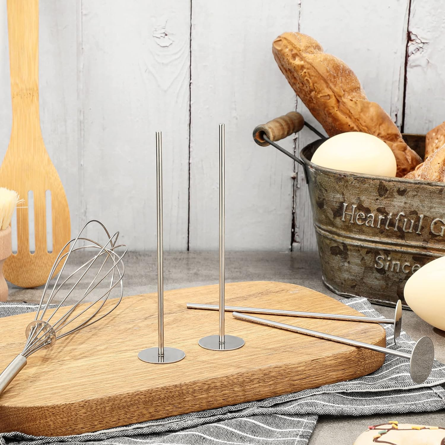 Cake Heating Rod 5.71 Inch Sliver Baking Nails for Baking Stainless Steel Heating Core for Cakes Stick Supplies(4 Pcs) image number 5